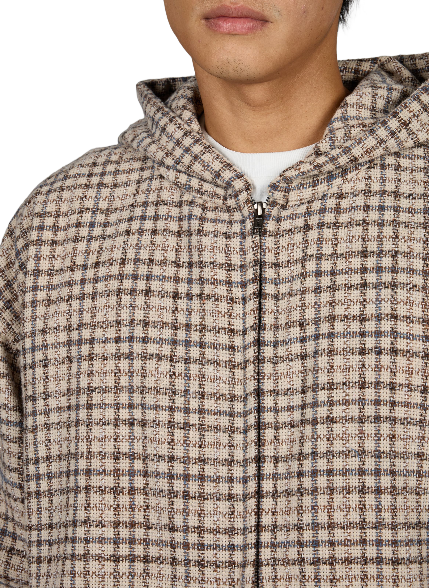 Gerade geschnittene Jacke in Tweed-Optik mit Kapuze PAS UNE MARQUE Beige