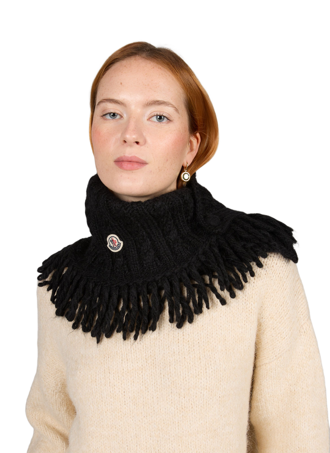 Bufanda lisa de punto trenzado MONCLER Negro