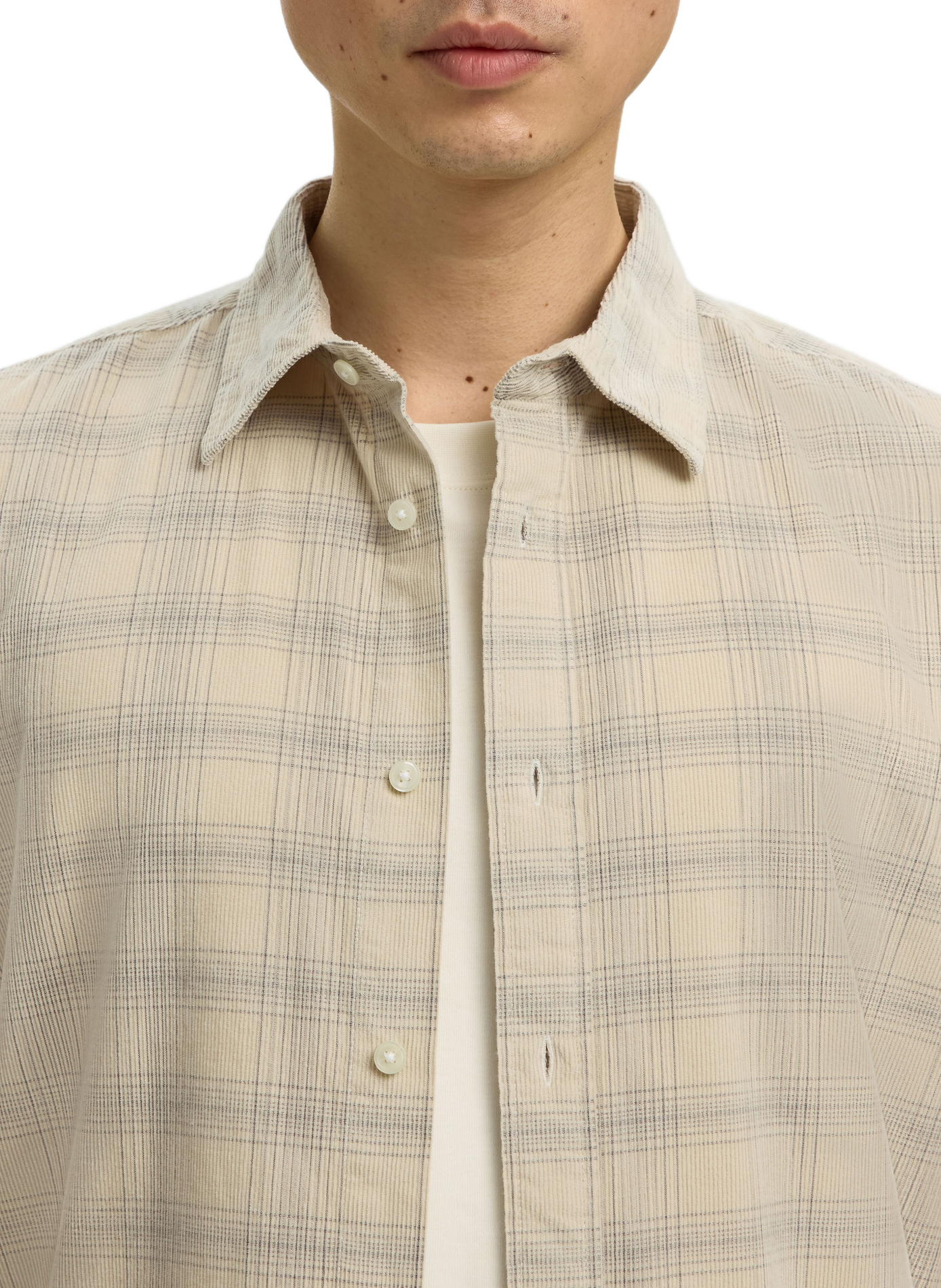 Camicia a quadri con colletto classico in cotone SELECTED Beige