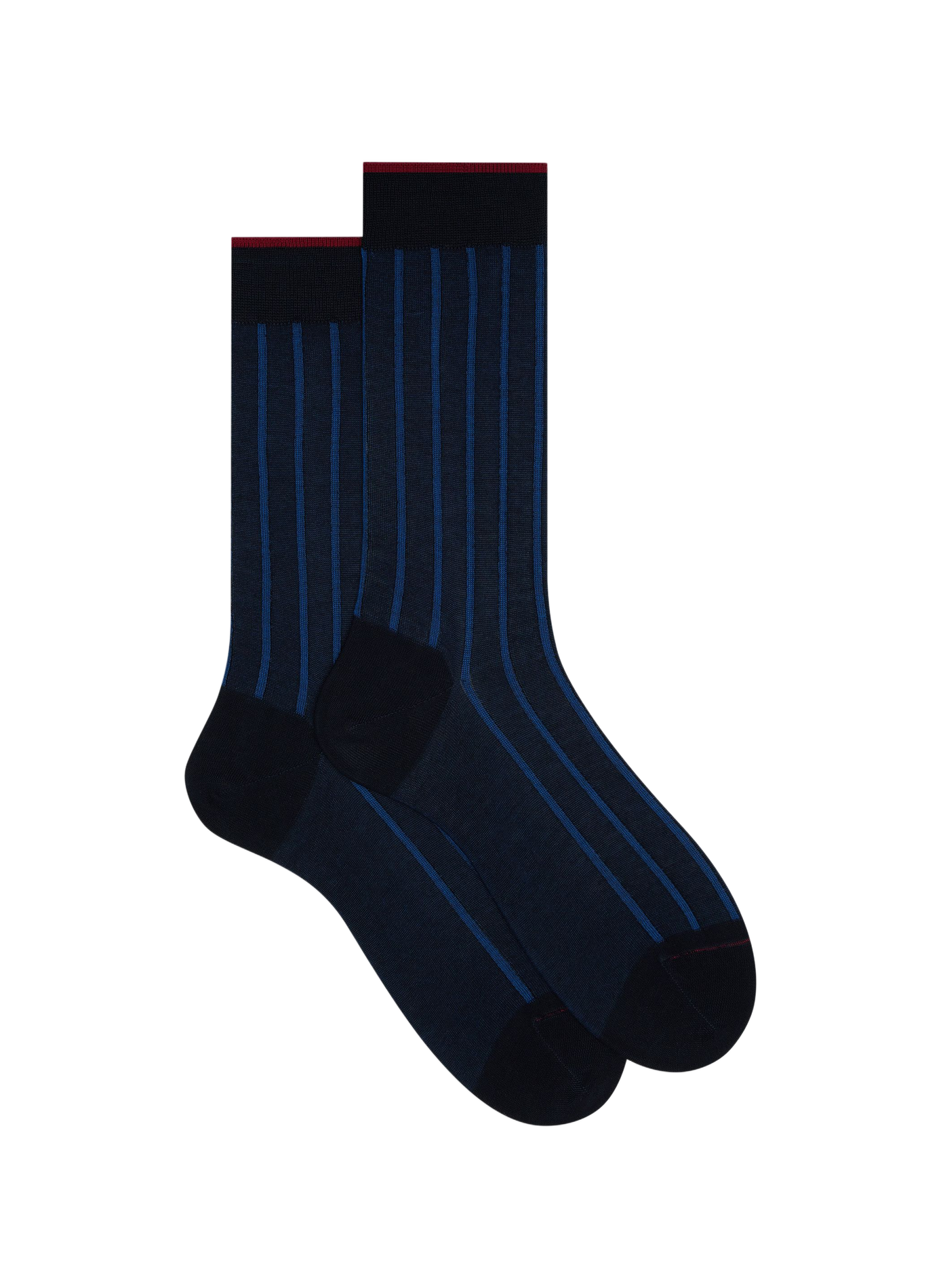 Chaussettes mi-hautes côtelés à rayures en coton GALLO Bleu