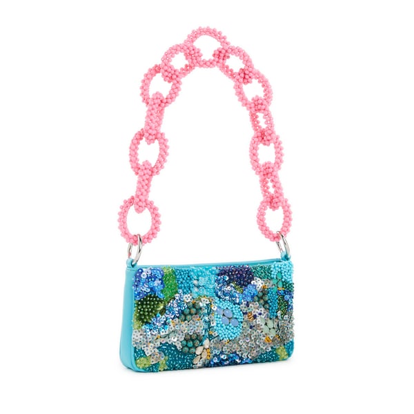 Sac baguette à ornements perles et sequins