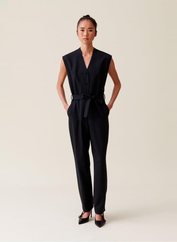 Combinaison col v en laine mélangée Noir by CLAUDIE PIERLOT CLAUDIE PIERLOT Combinaison col v en laine mélangée Noir