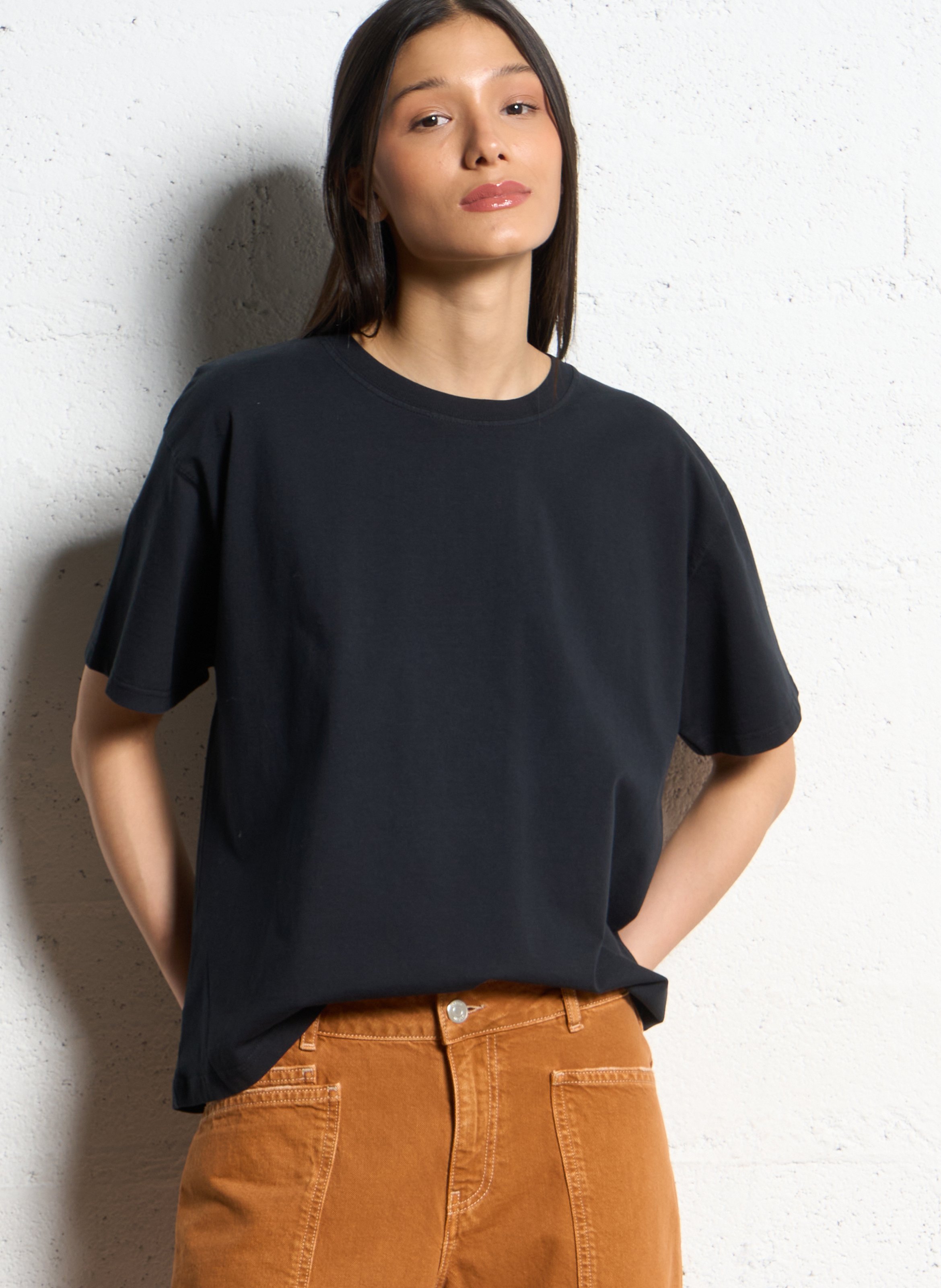 Tee-shirt ample col rond en coton fizvalley AMERICAN VINTAGE Noir