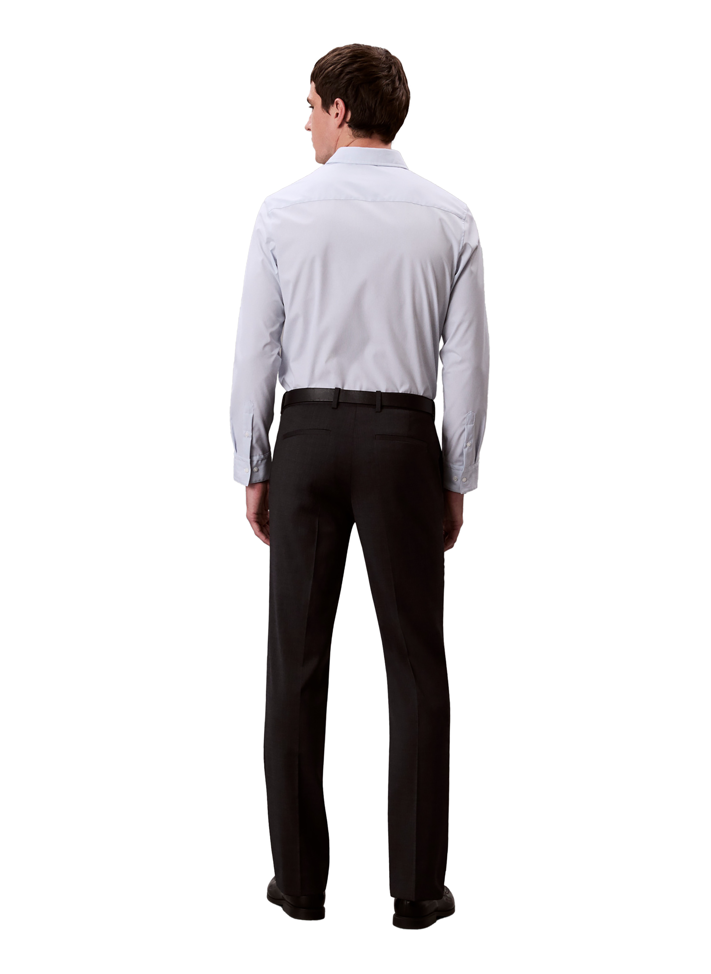 Chemise slim à rayures en coton CALVIN KLEIN Gris