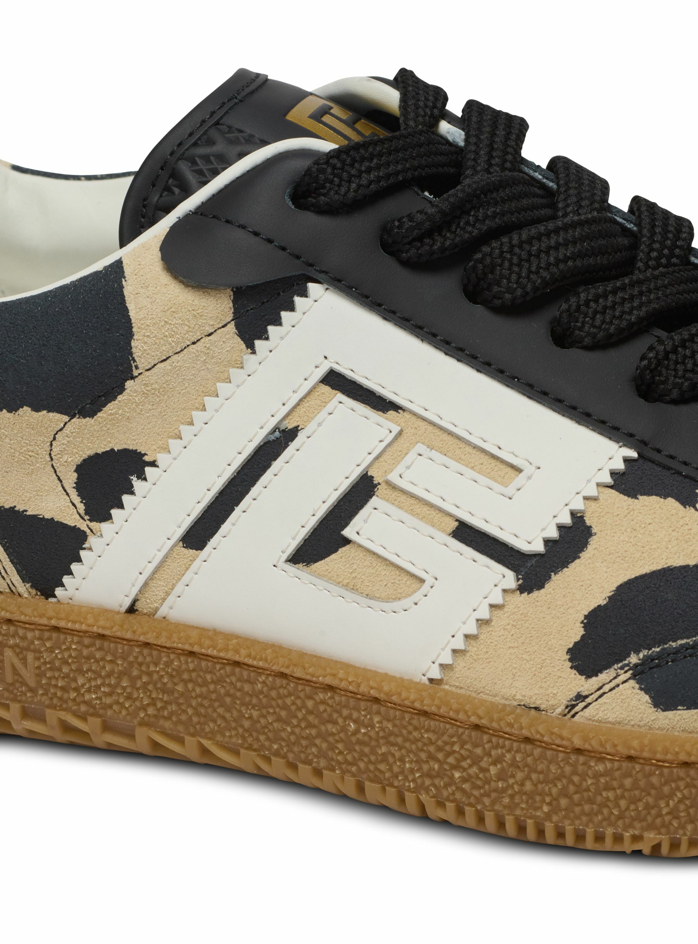 Baskets balmain swan en cuir suédé imprimé léopard BALMAIN Marron