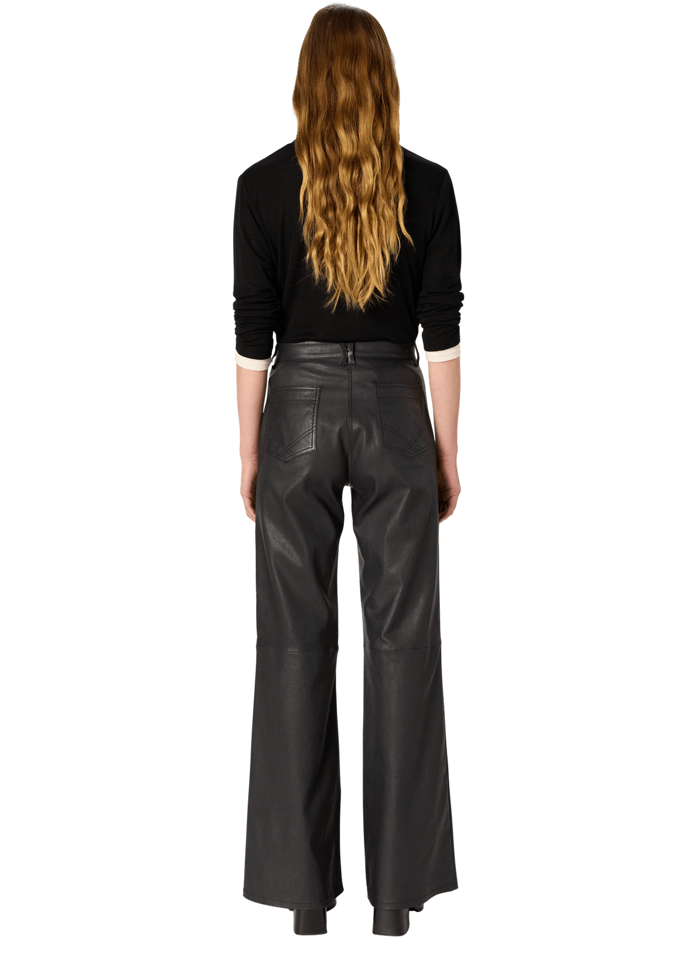 Pantalon flare en cuir - cynthia GERARD DAREL Noir