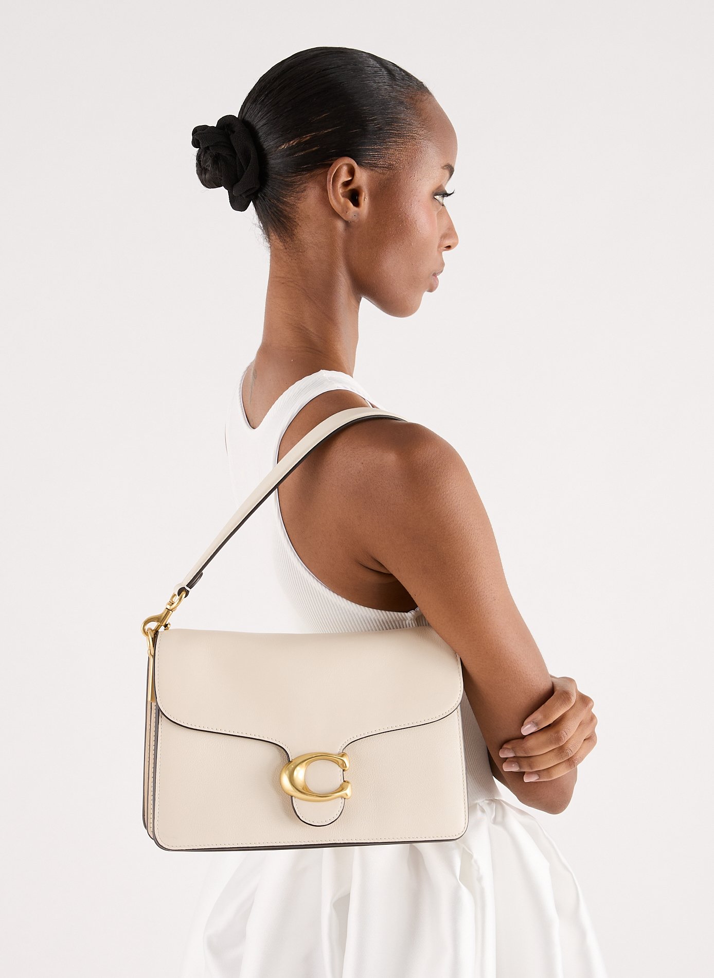 Sac épaule avec chaîne en cuir COACH Beige