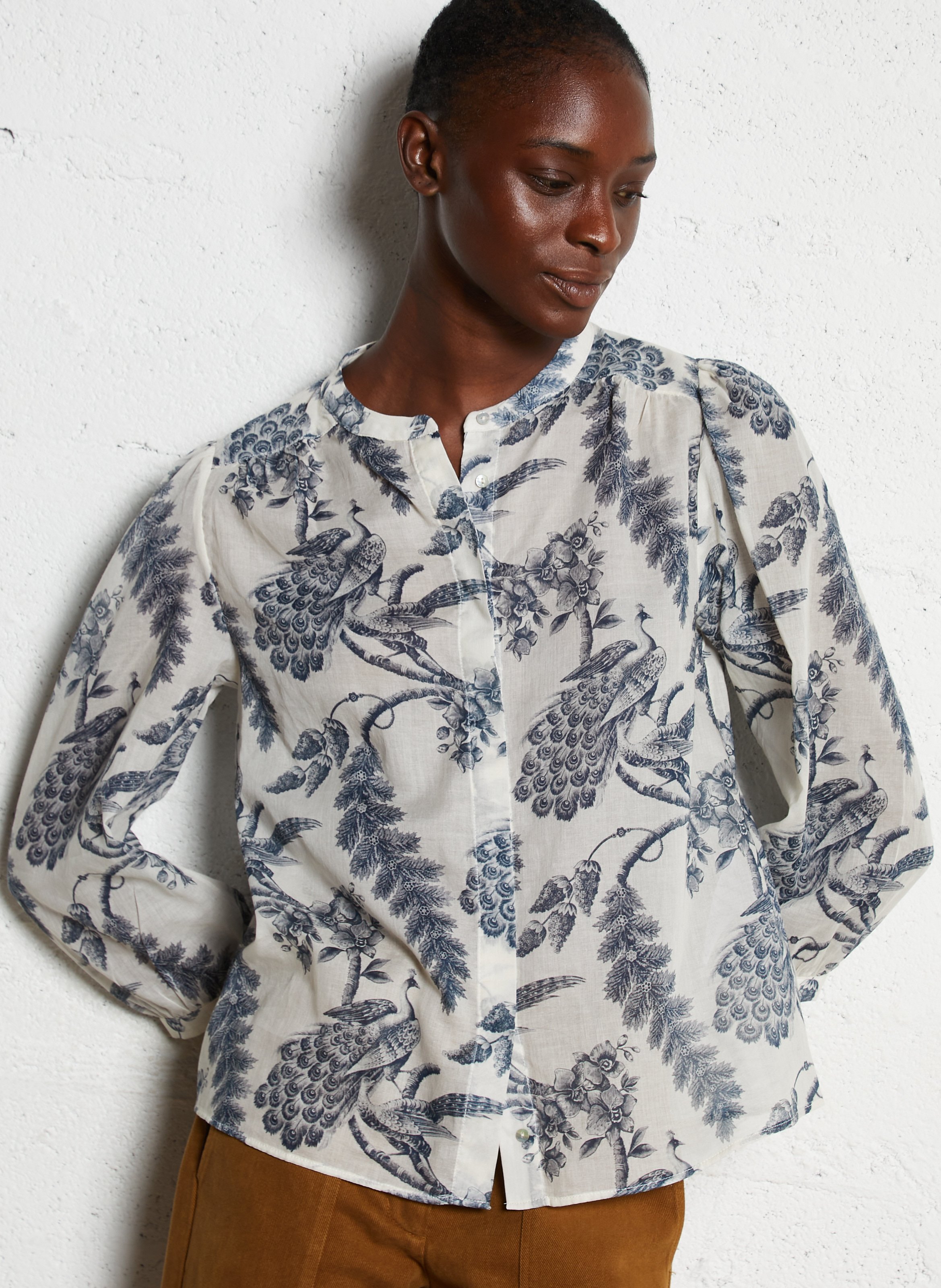 Chemise col classique en coton saphir MAISON 123 Bleu