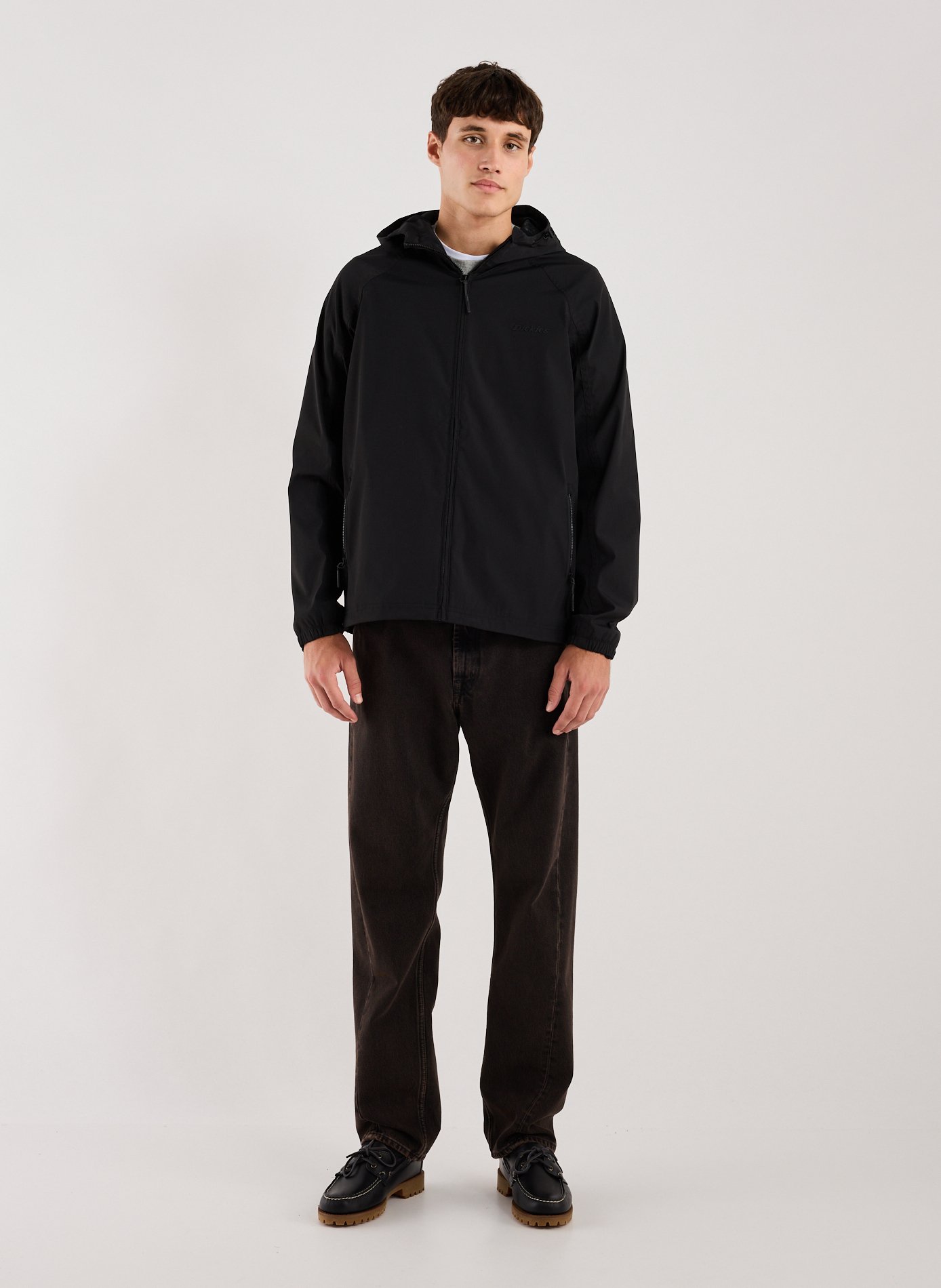 Recycled polyester-blend windbreaker jacket Black