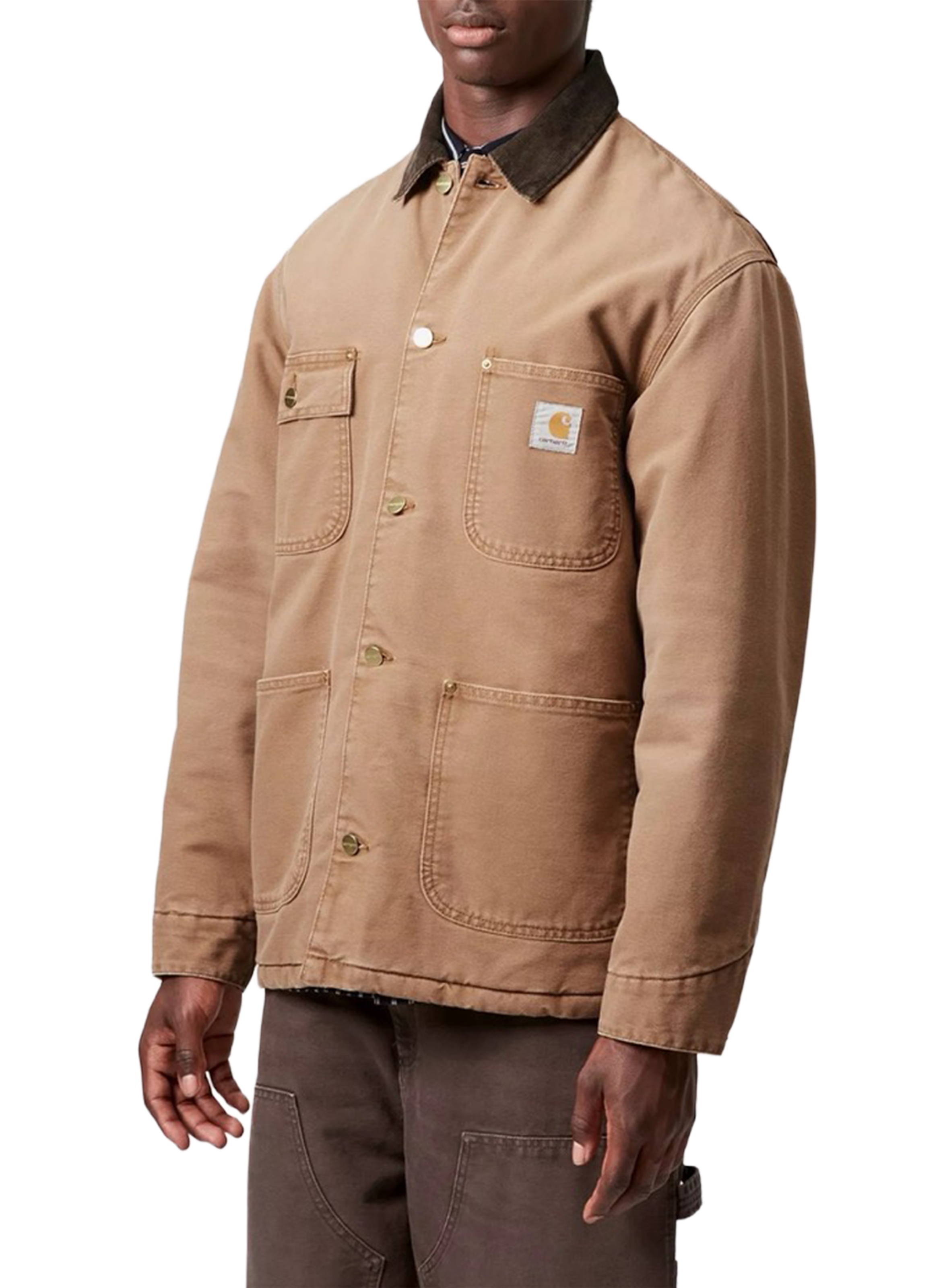 Veste ample à col contrasté en denim de coton CARHARTT WIP Beige