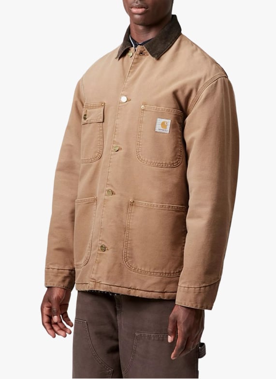 Veste ample à col contrasté en denim de coton | Beige by CARHARTT WIP Veste ample à col contrasté en denim de coton Beige