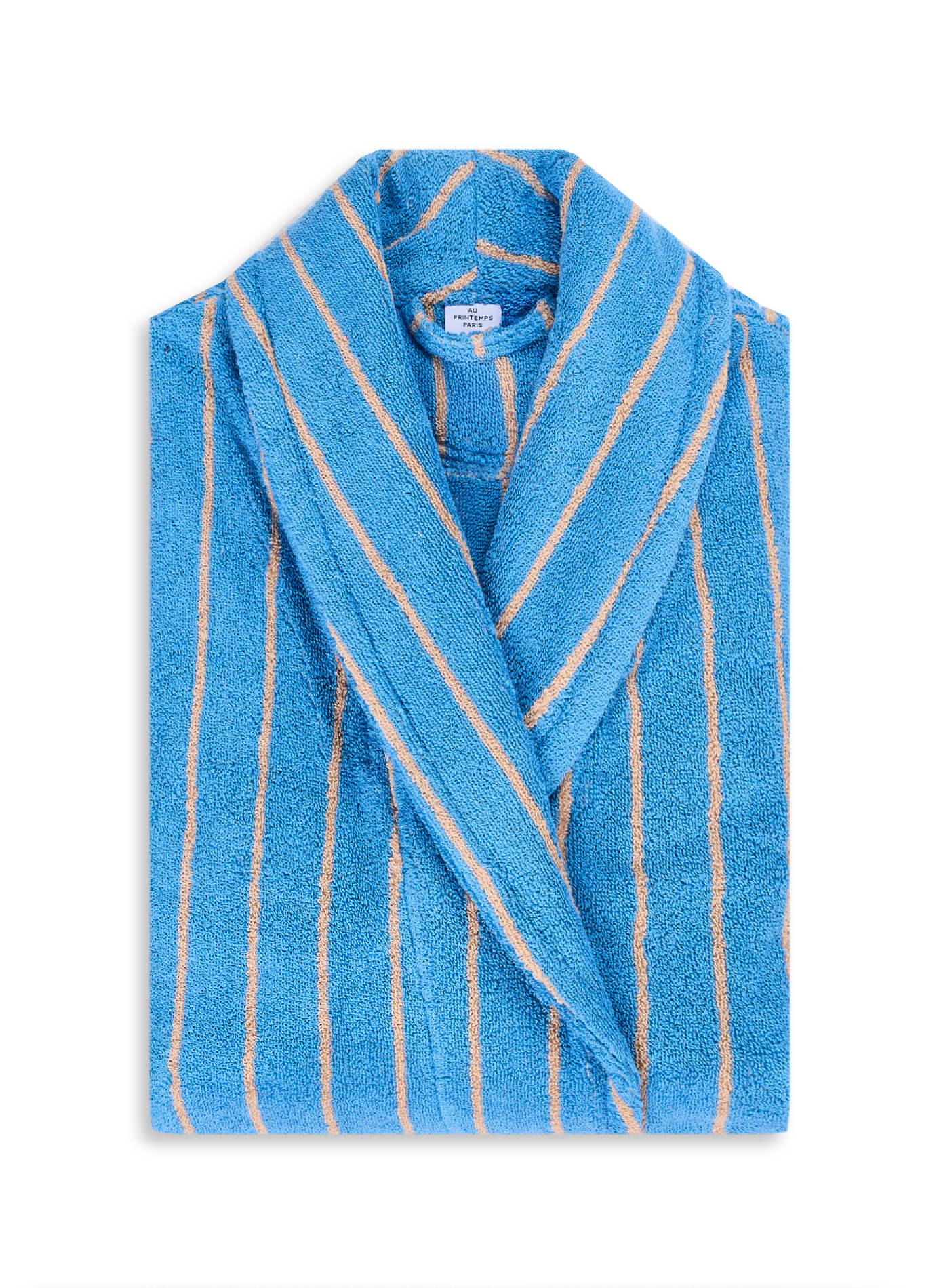 AU PRINTEMPS PARIS Organic Cotton Striped Robe Blue