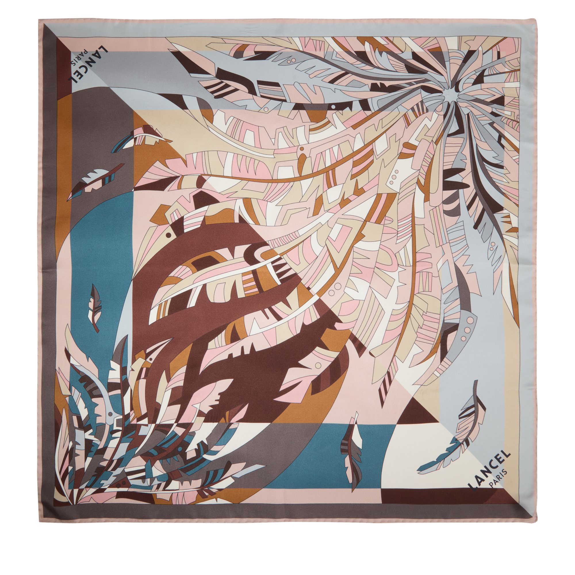 Carré de soie 90 motif duo arabesque LANCEL Bleu