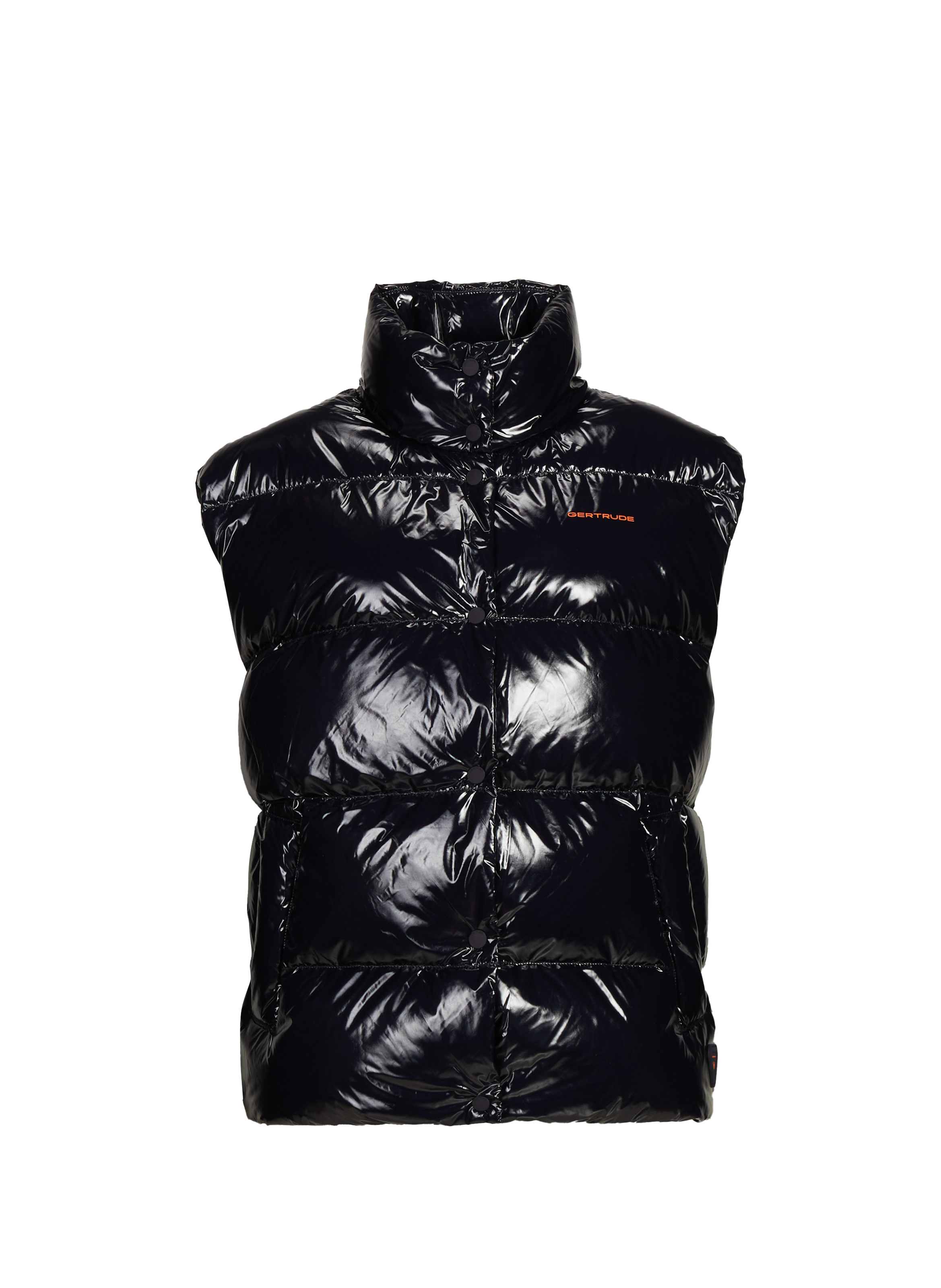 GERTRUDE ET GASTON Quilted sleeveless puffer jacket with high neck Blue