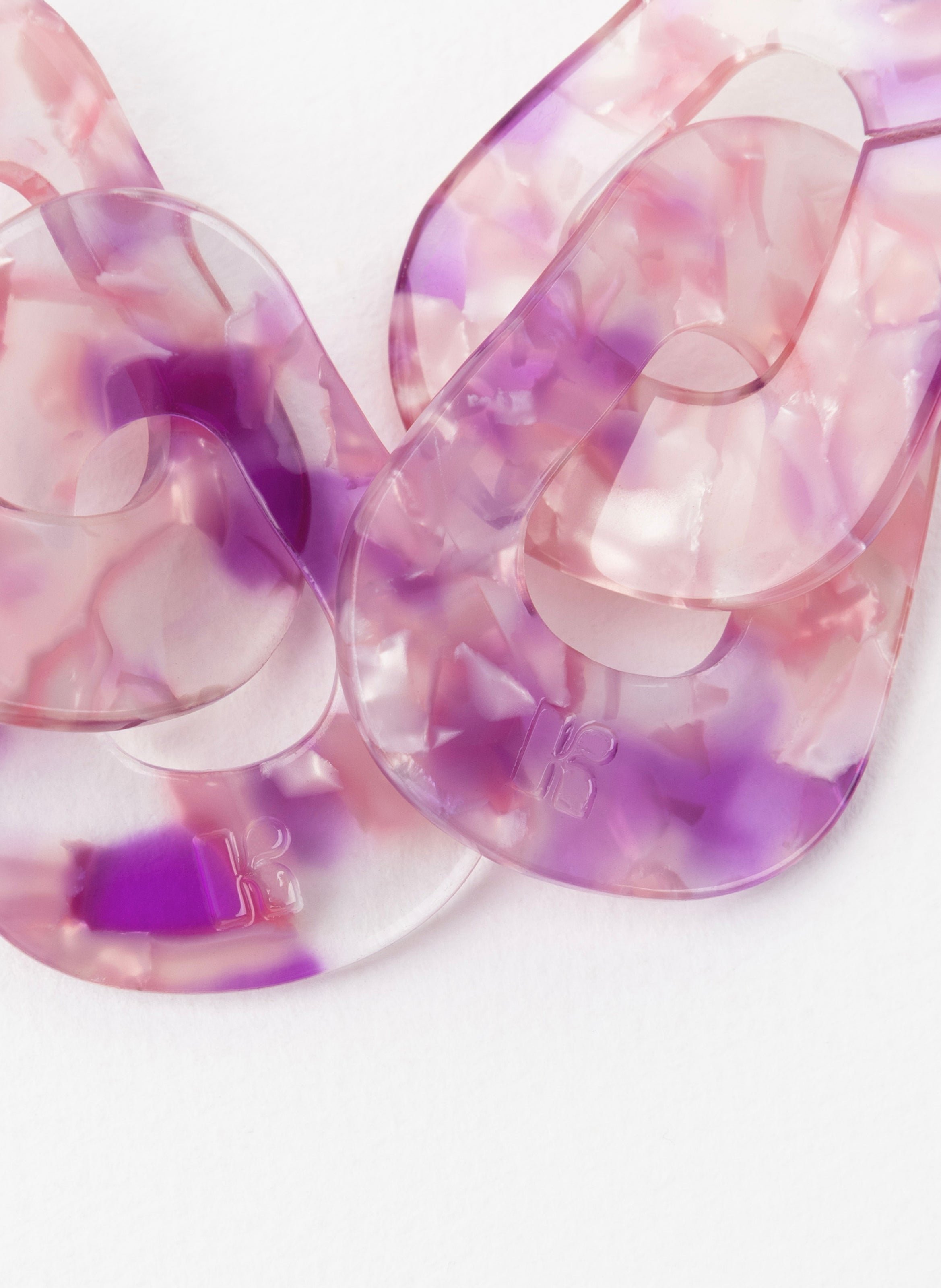 Boucles d'oreilles maillons en acétate de cellulose KURAGE GINZA Rose