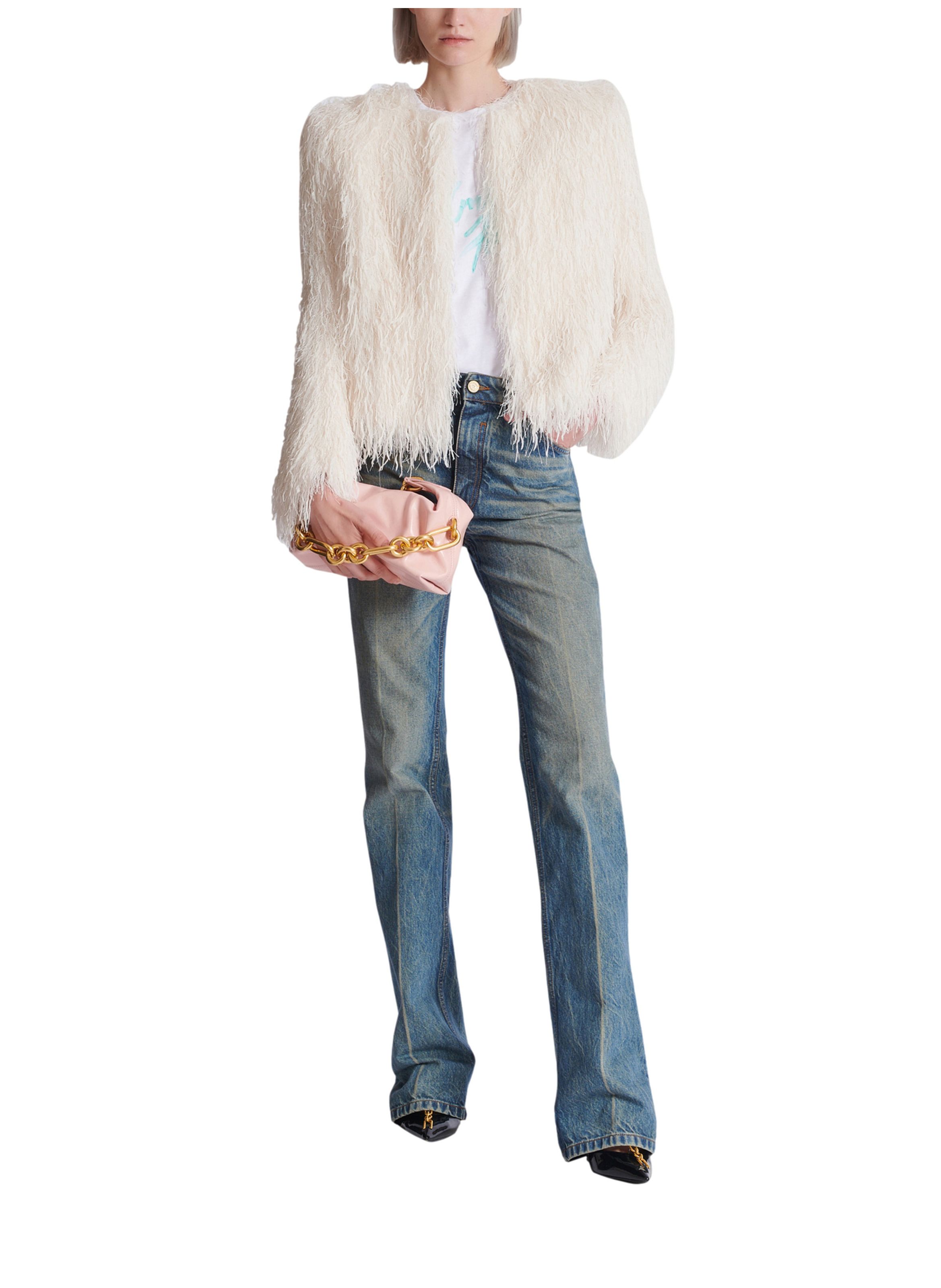 Spencer long à franges BALMAIN Blanc