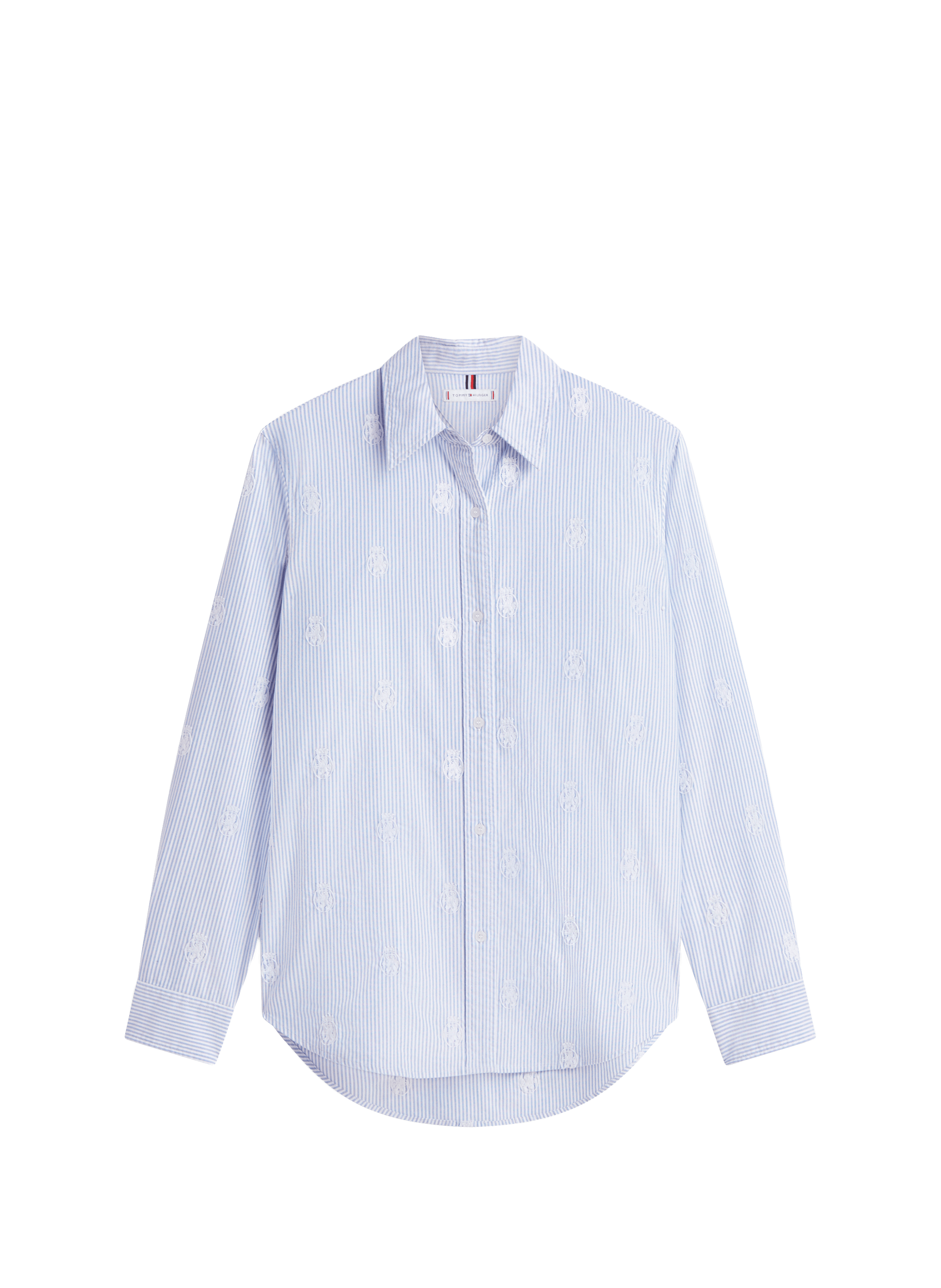 Chemise rayée avec broderie en coton TOMMY HILFIGER Bleu