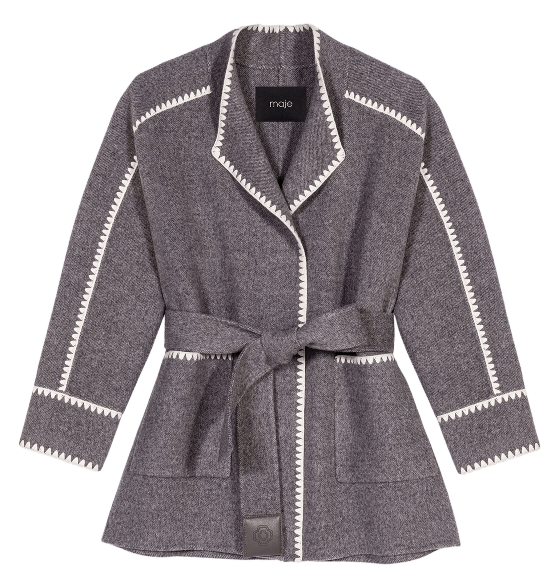 Gilet col montant en laine mélangée Gris