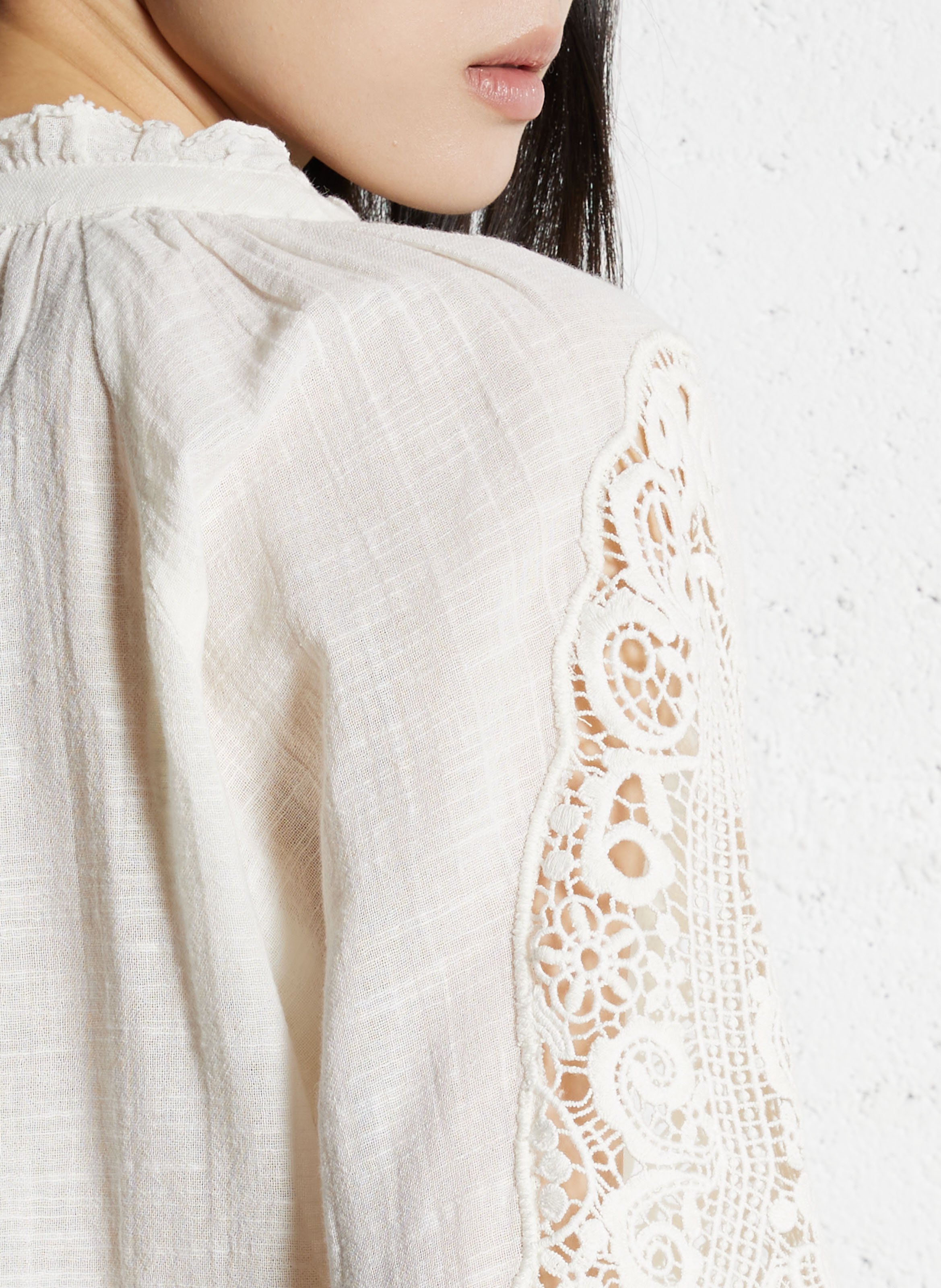 Blouse col v en coton simone MAISON 123 Beige