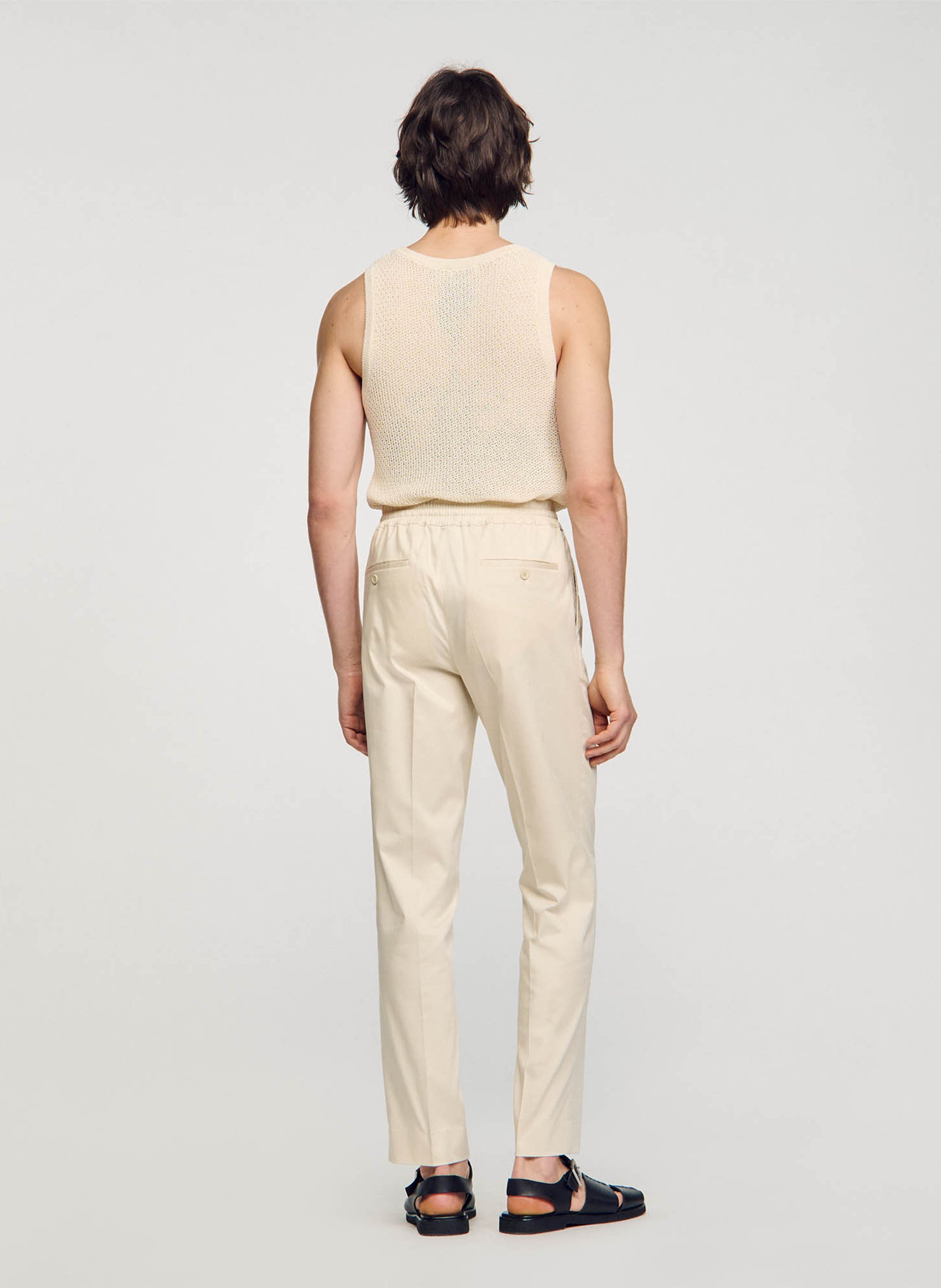 Pantalon chino avec cordon en coton mélangé SANDRO Beige
