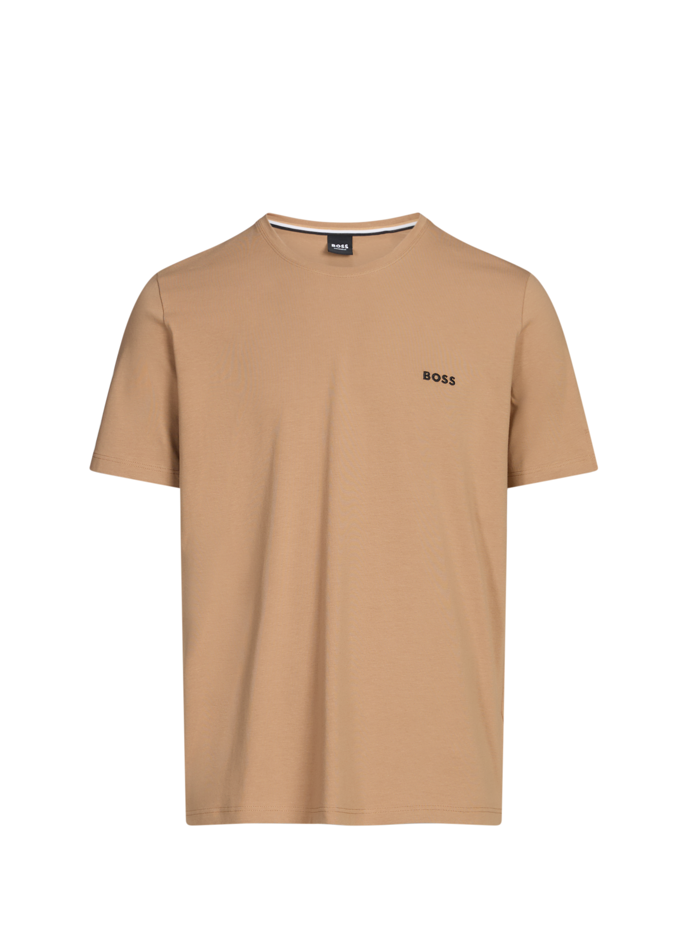 BOSS T-shirt col rond en coton mélangé Beige