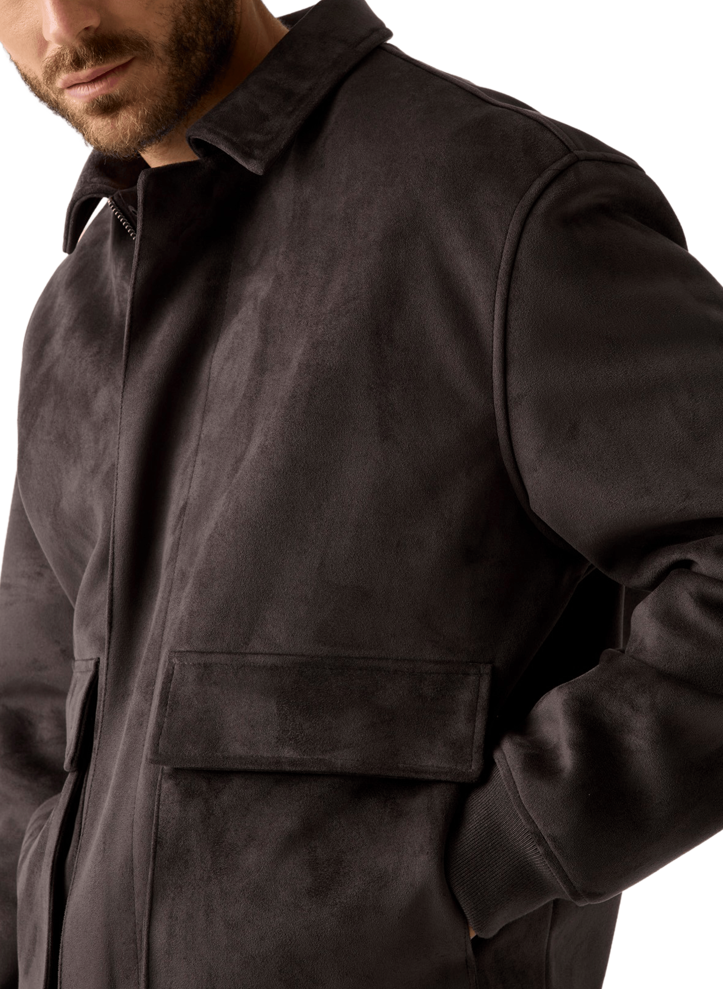 Suede jacket GUESS Brown