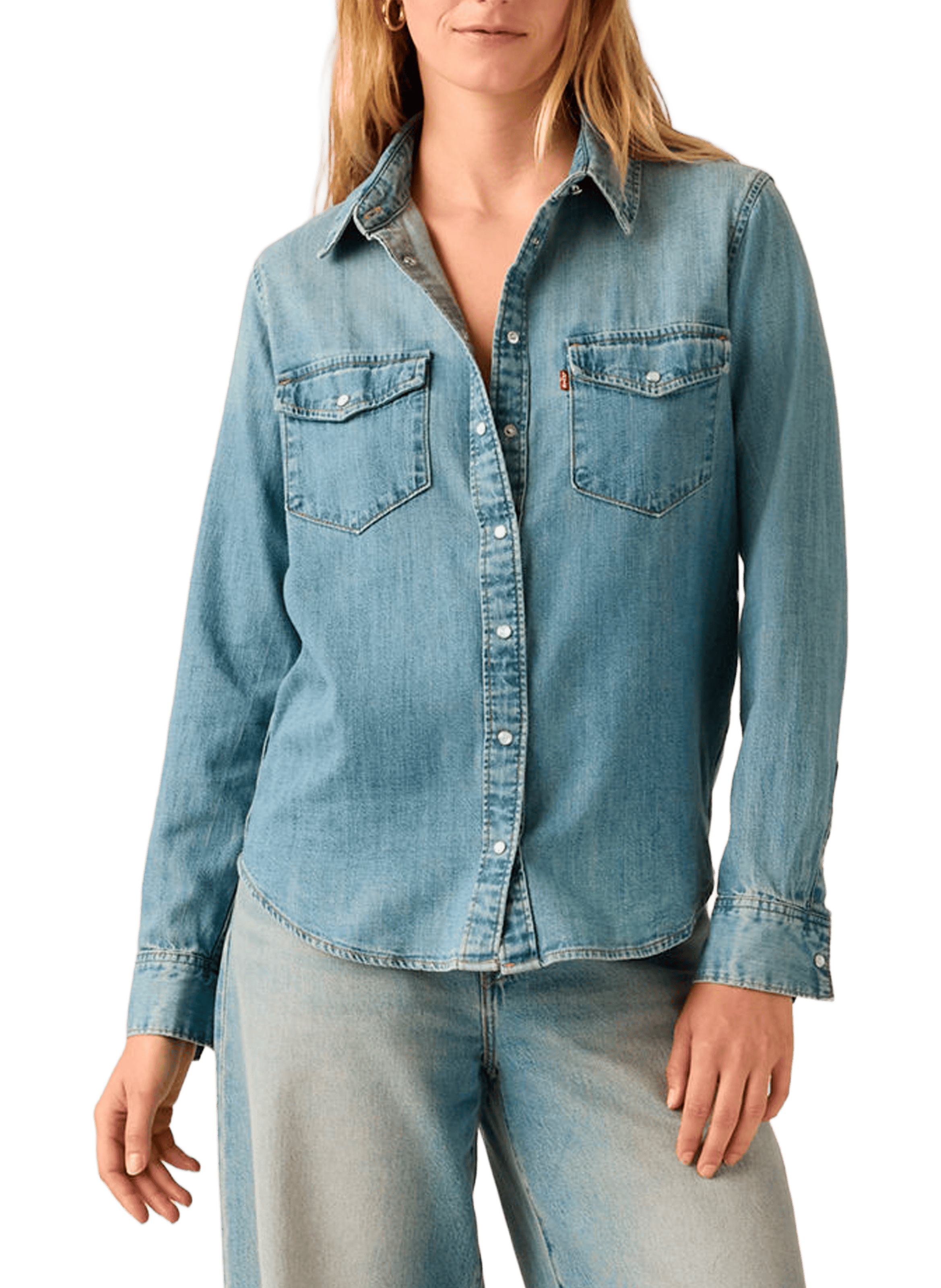 Chemise droite en denim de coton LEVI'S Bleu