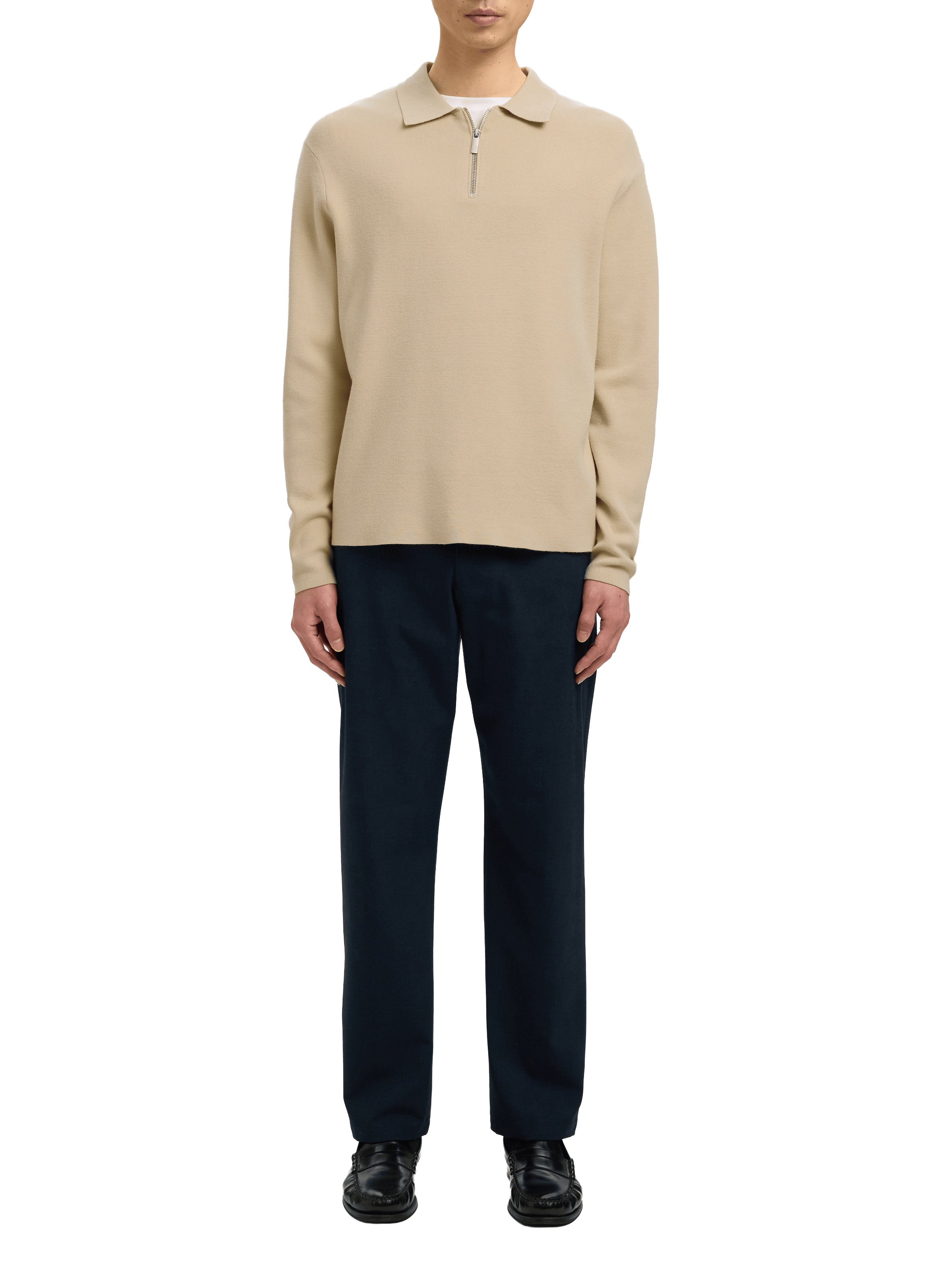 Pull droit à col zippé SELECTED Beige