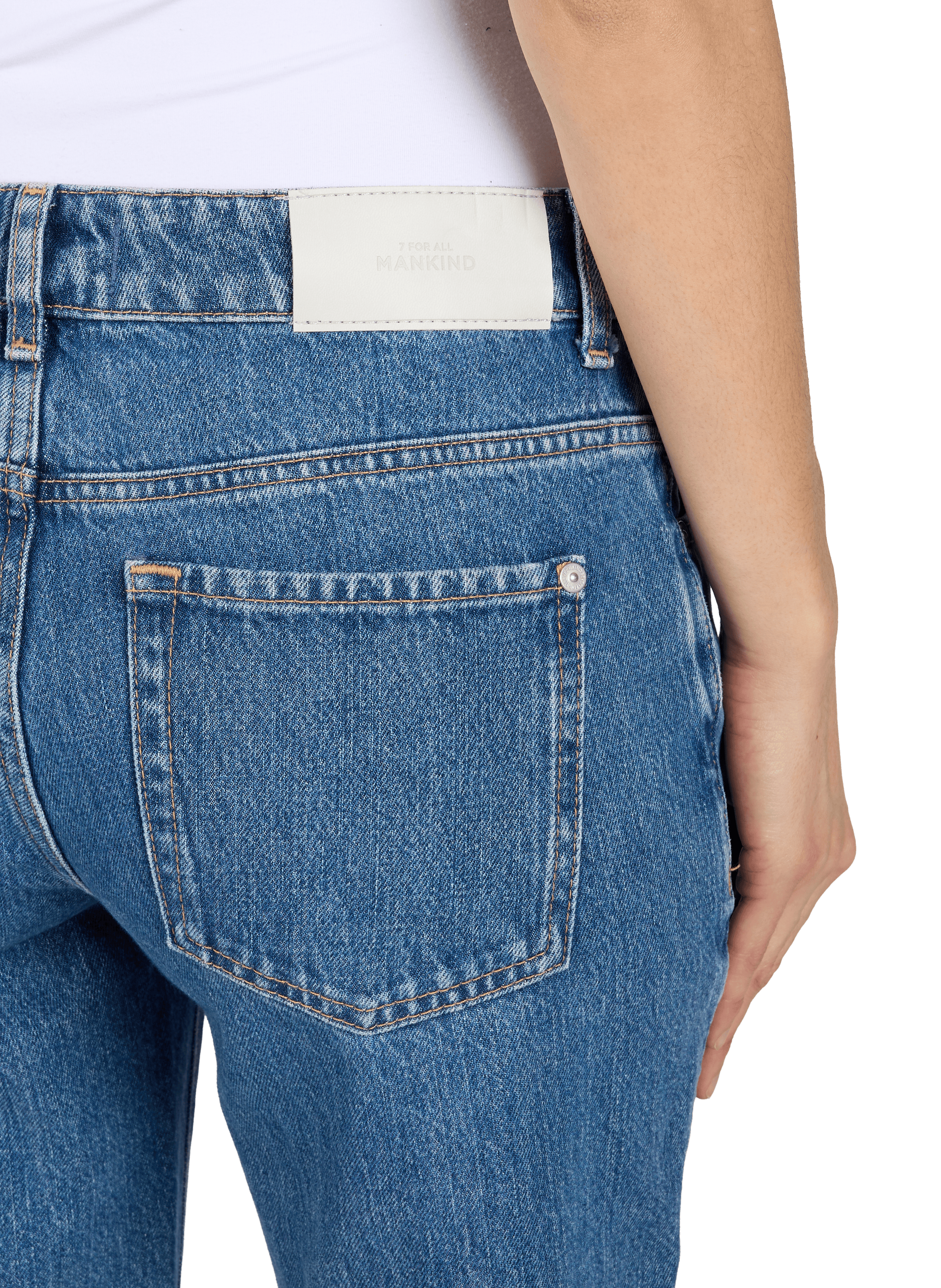 Jeans droit Calie en coton  7 FOR ALL MANKIND Bleu