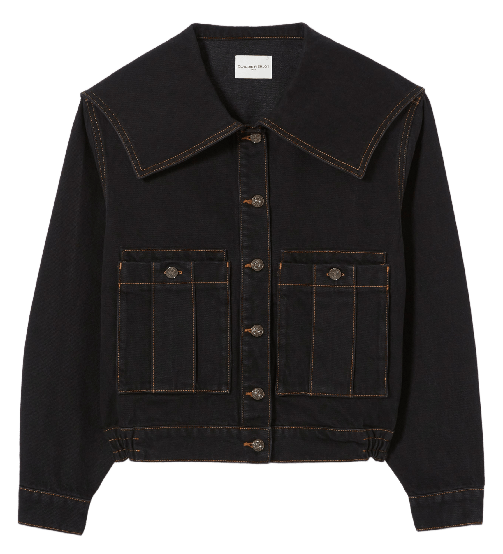 Veste en jean droite en coton CLAUDIE PIERLOT Noir