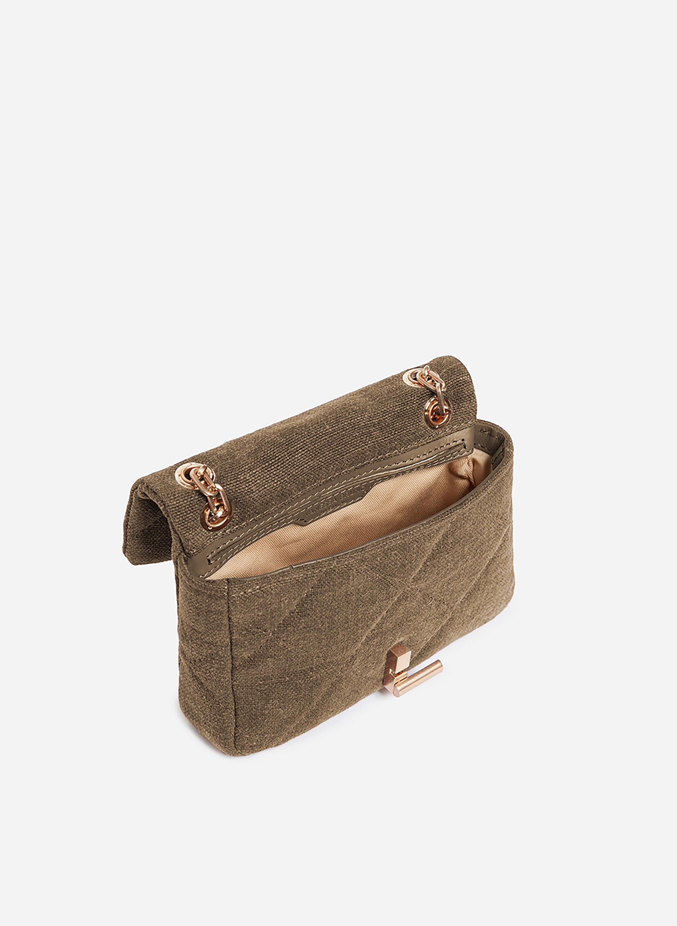 Petit sac moon en lin VANESSA BRUNO Kaki
