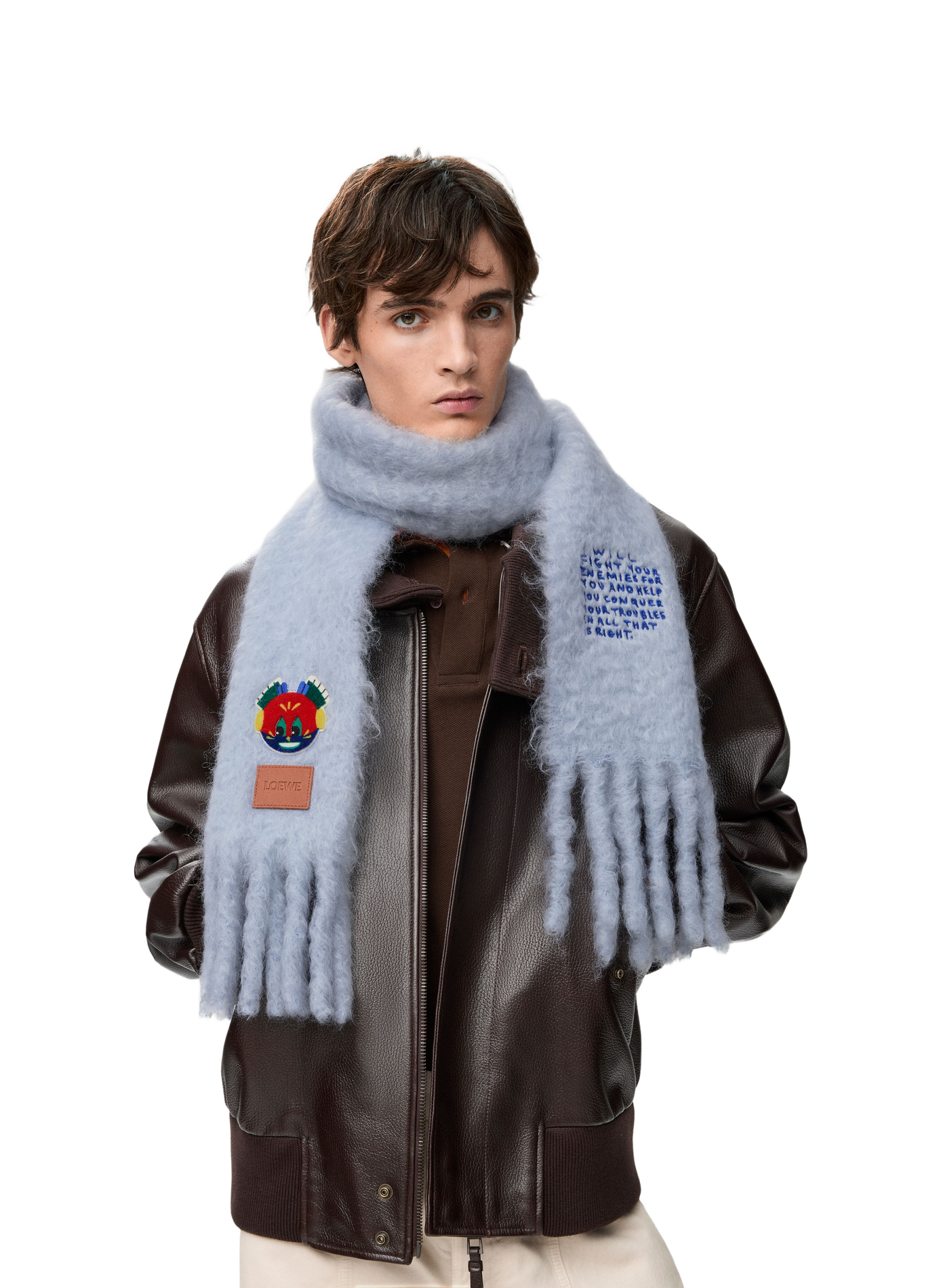 LOEWE x Louis Wain - Écharpe en mohair et laine mélangés LOEWE Bleu