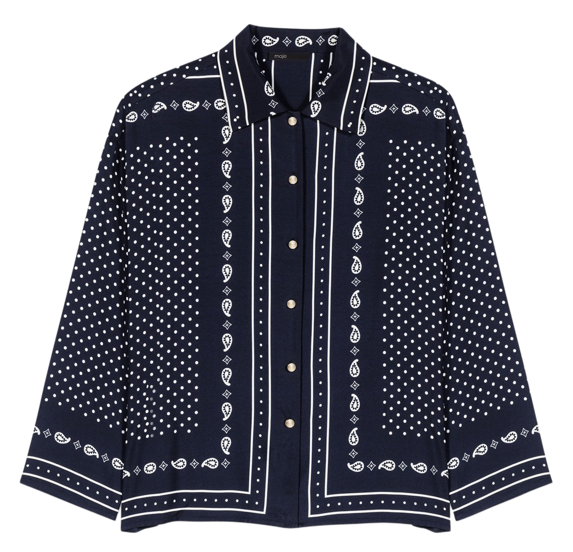 Chemise droite fluide imprimée MAJE Bleu