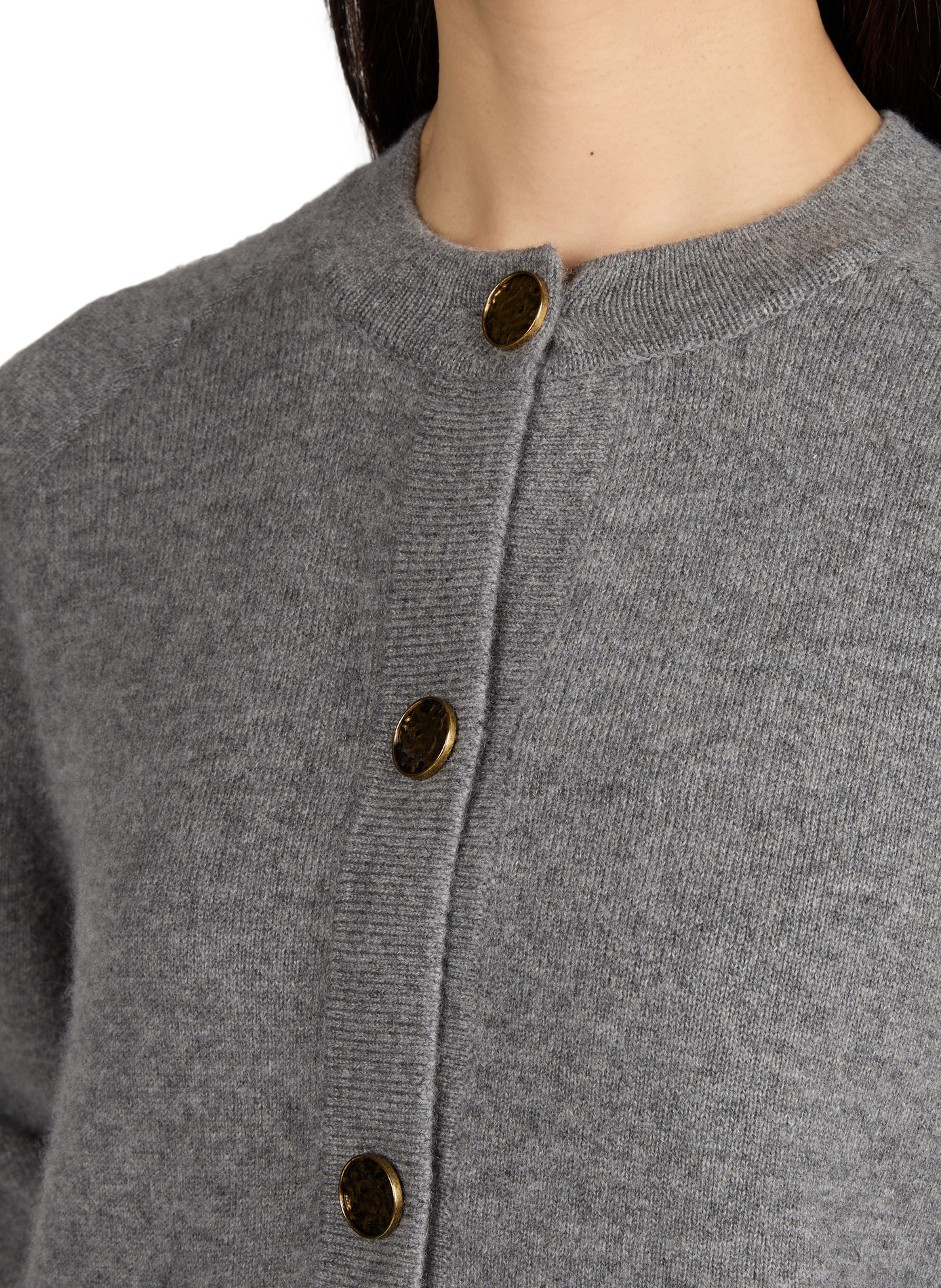 Cardigan court en cachemire et laine mélangées TOTEME Gris