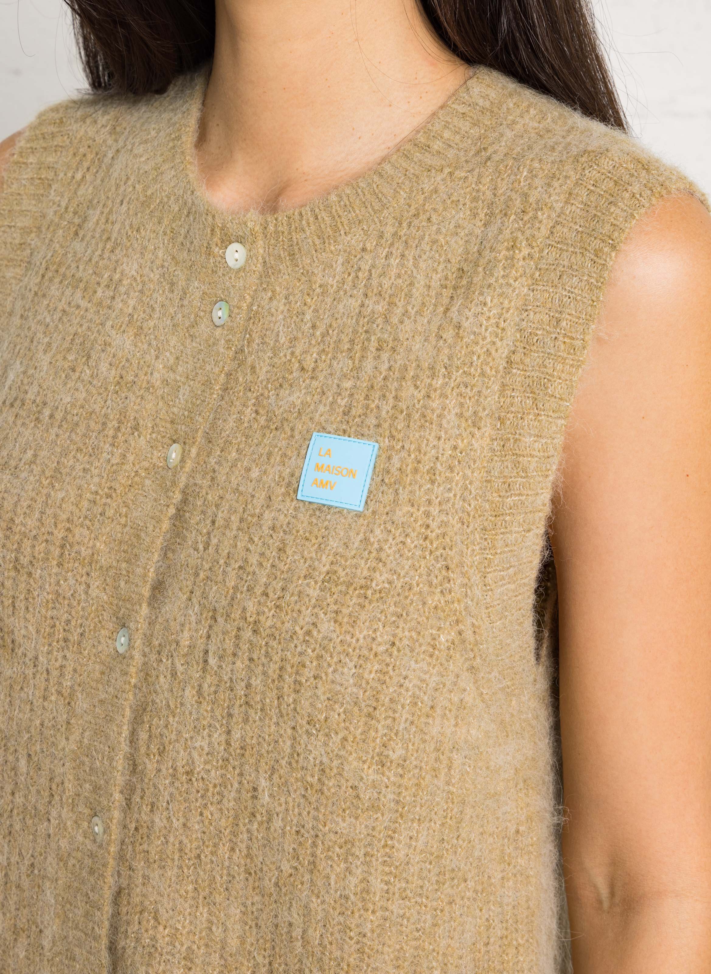 Gilet sans manches en maille duveteuse east AMERICAN VINTAGE Beige