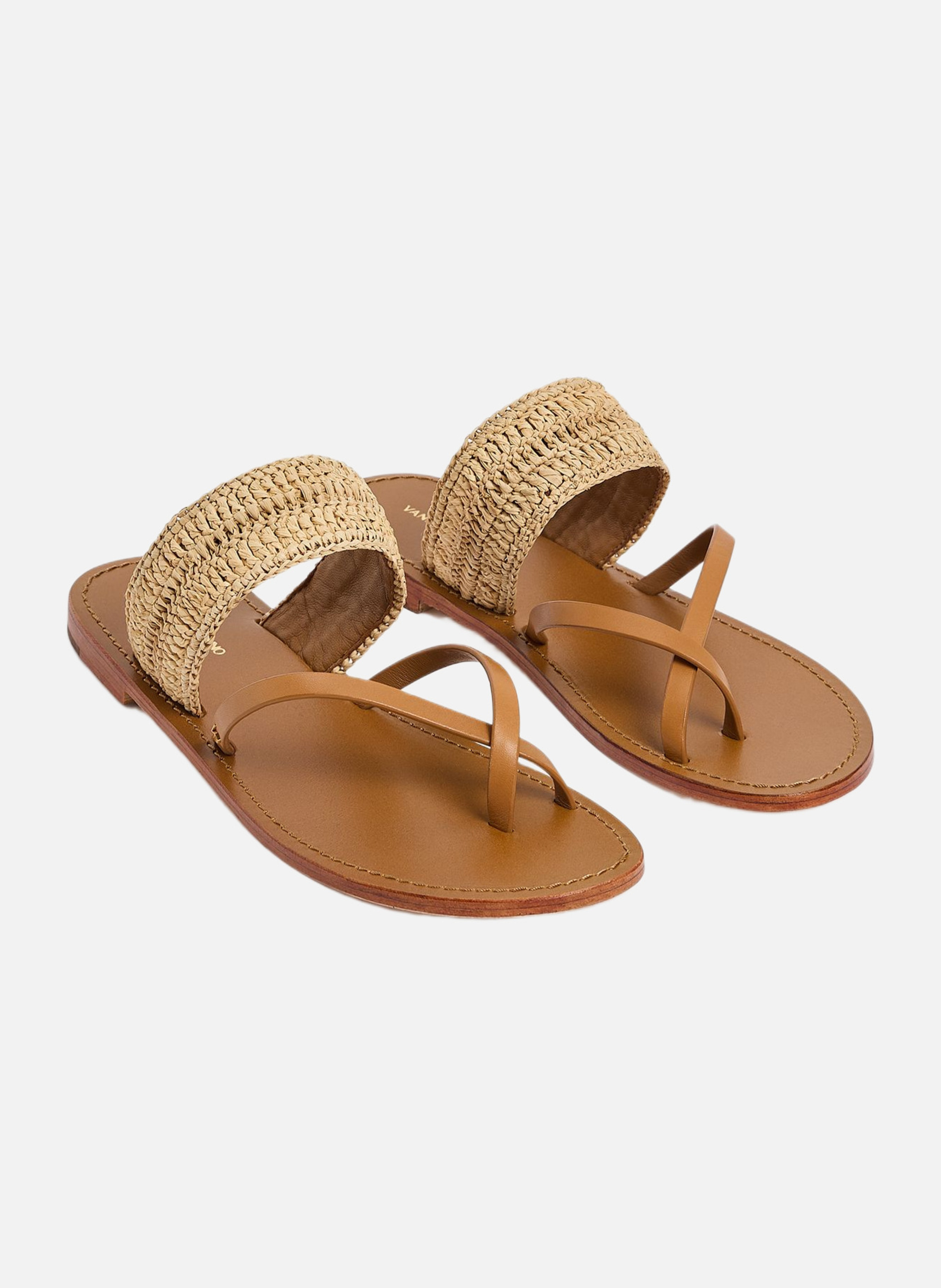 Sandales plates en raphia VANESSA BRUNO Beige