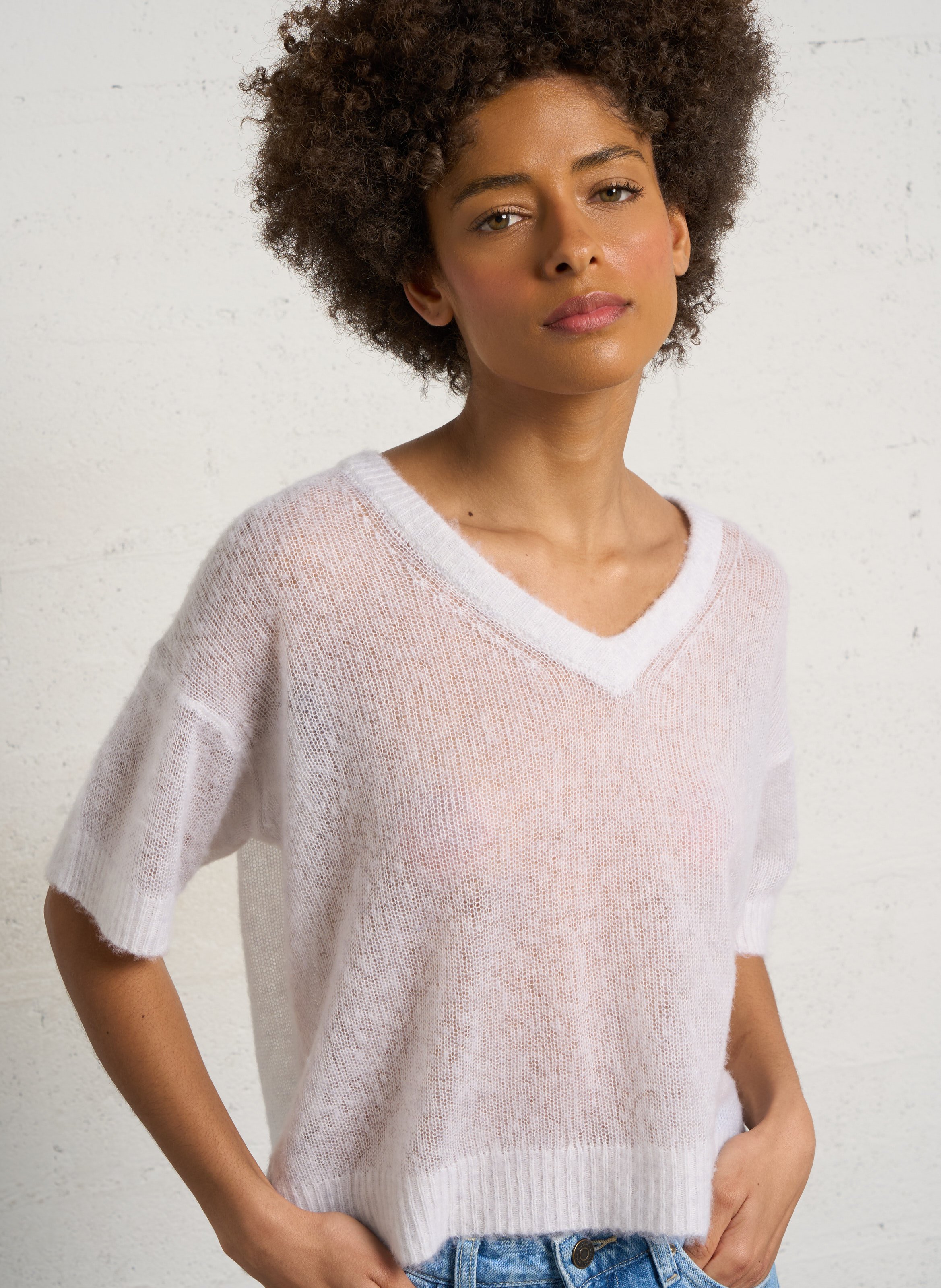 Pull droit col v bodyrow AMERICAN VINTAGE Gris