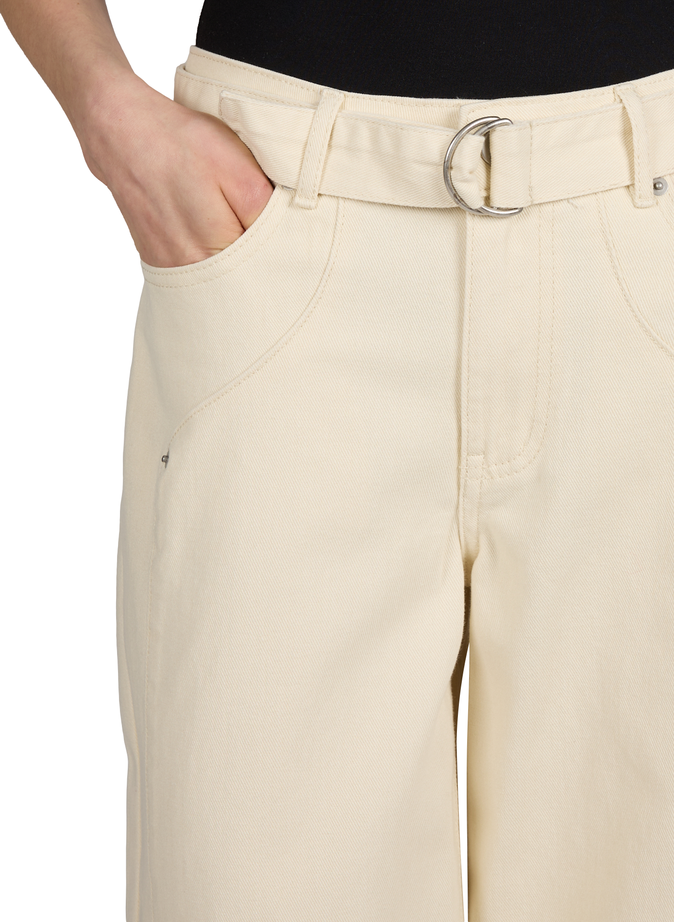 Straight leg jeans with cotton belt VILA Beige