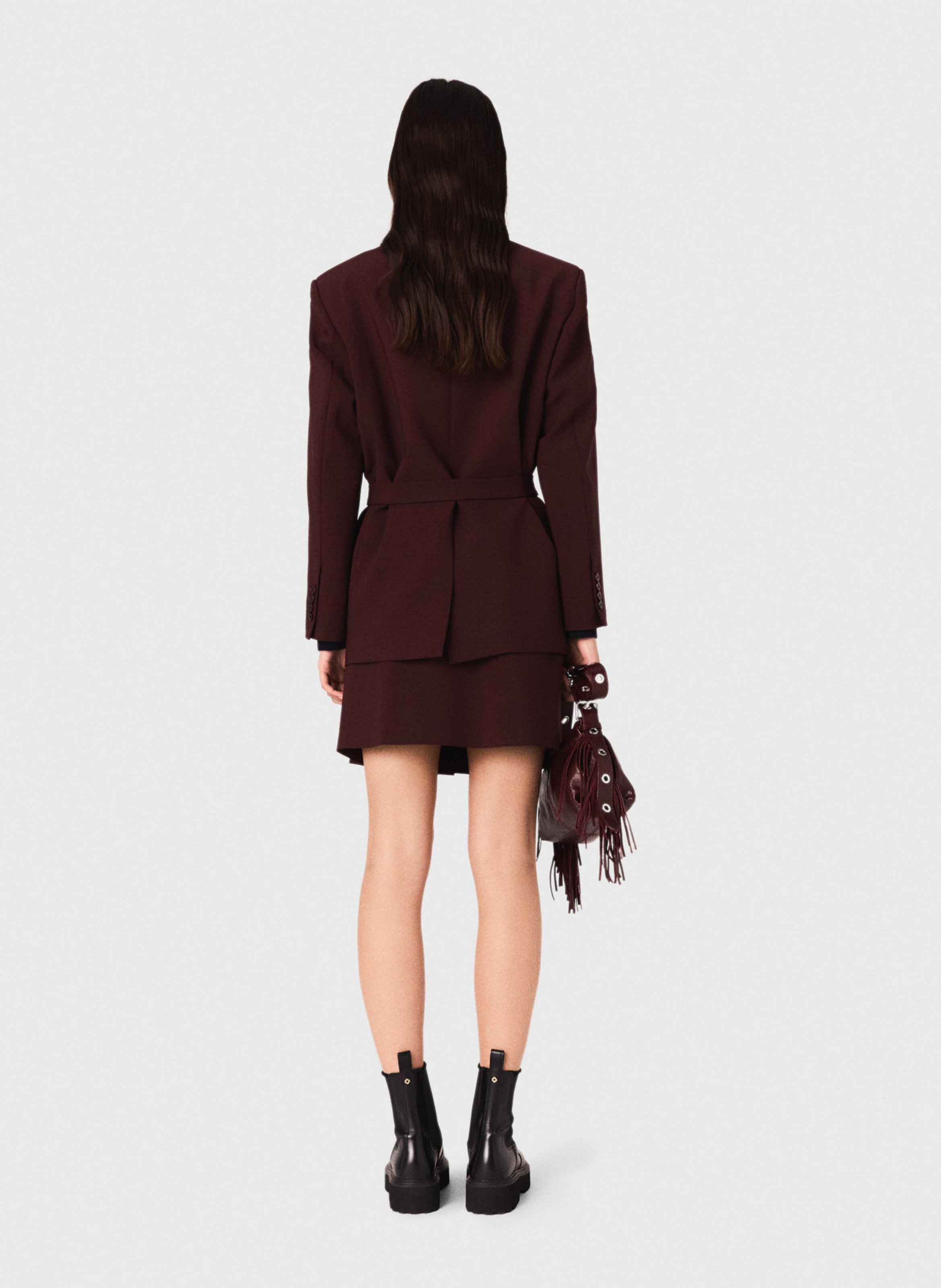 Veste col tailleur en laine mélangée MAJE Rouge