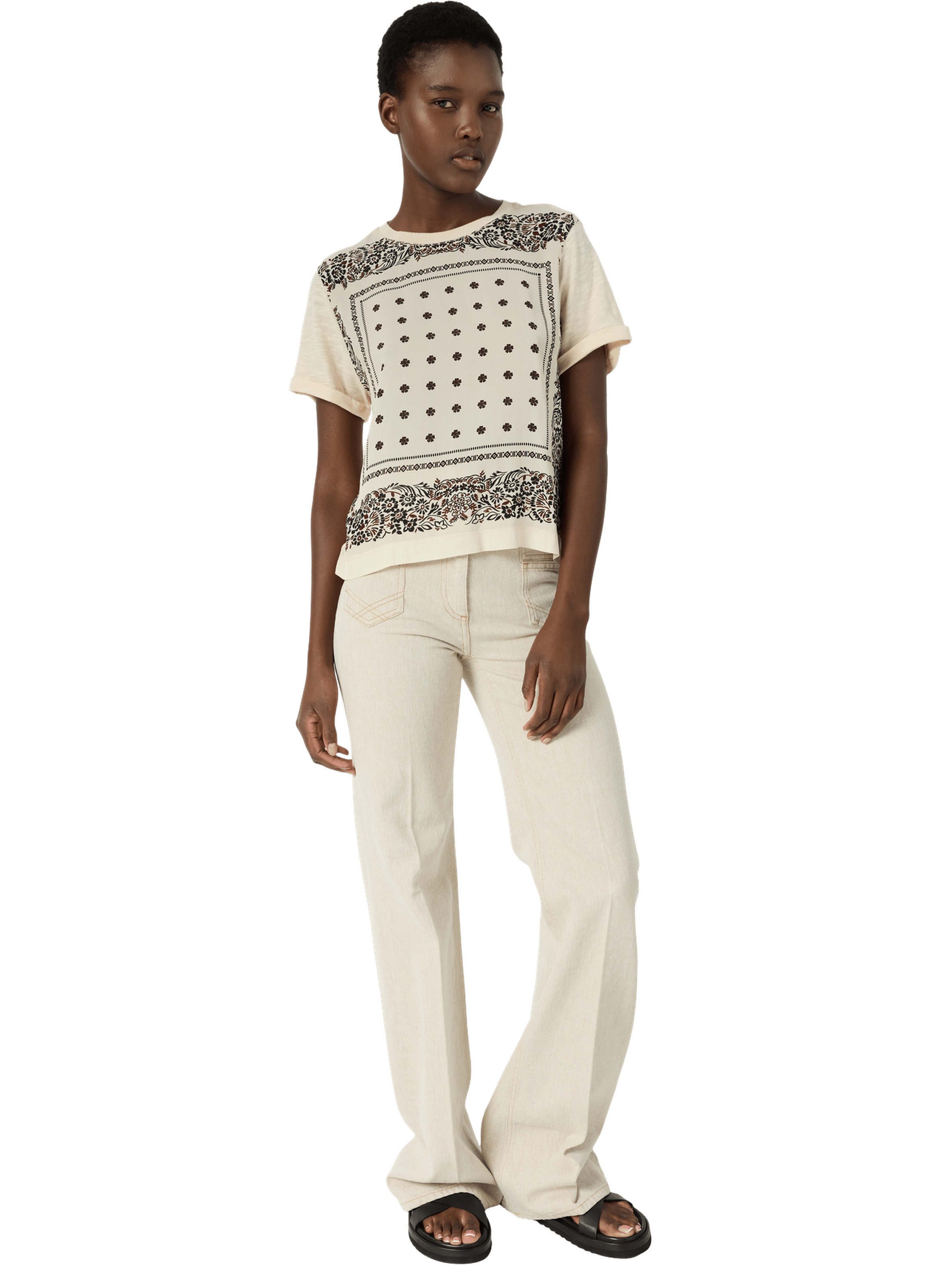 T-shirt bi matière esprit foulard - manolia GERARD DAREL Beige