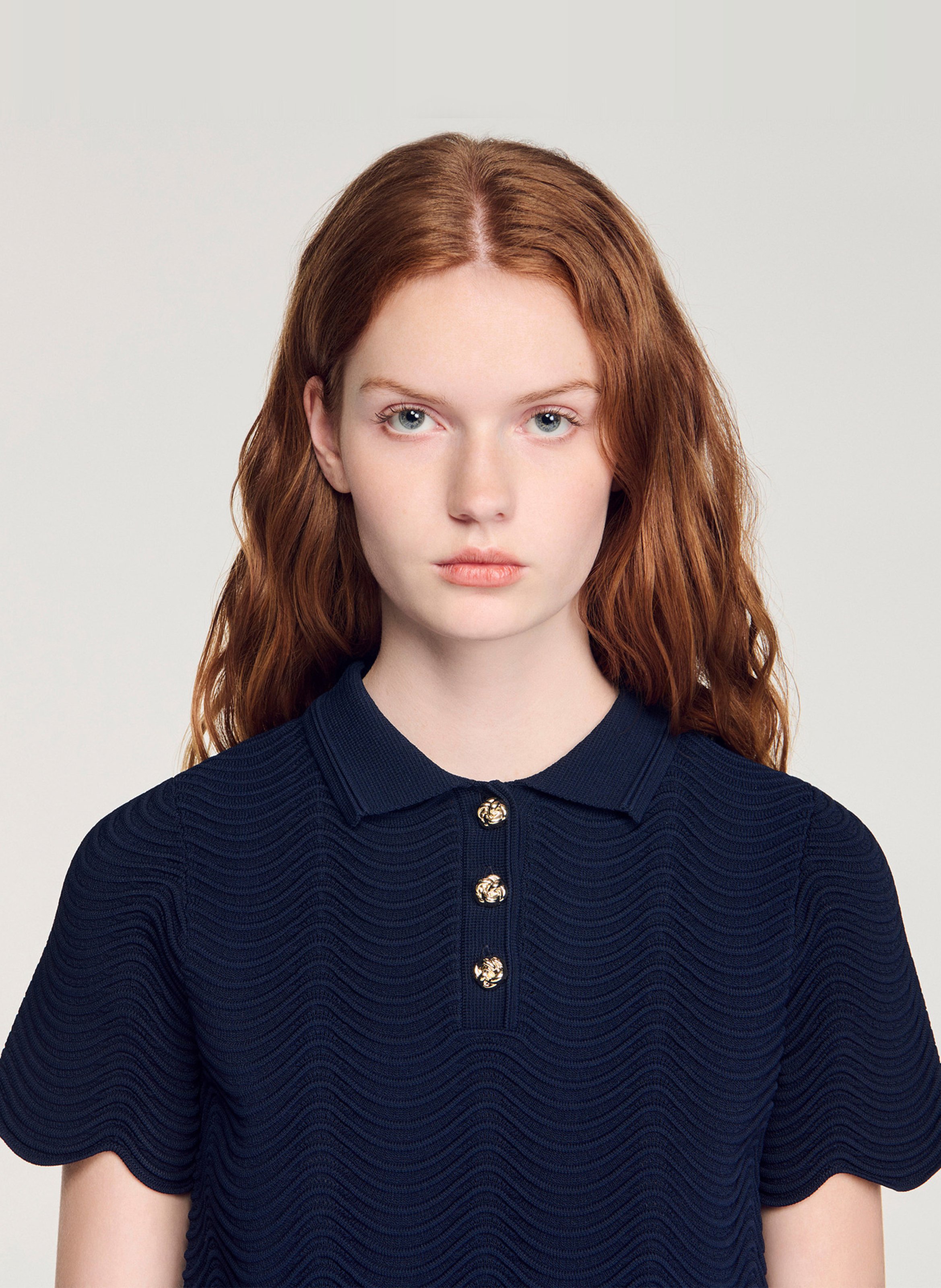 Pull droit en jacquard SANDRO Bleu