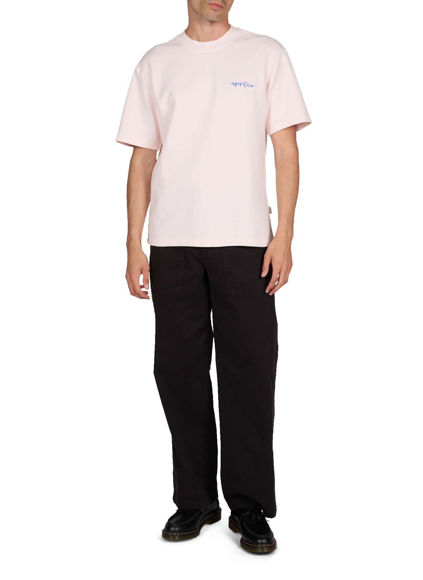 T-shirt droit brodé Terry en coton organique MINIMUM Rose