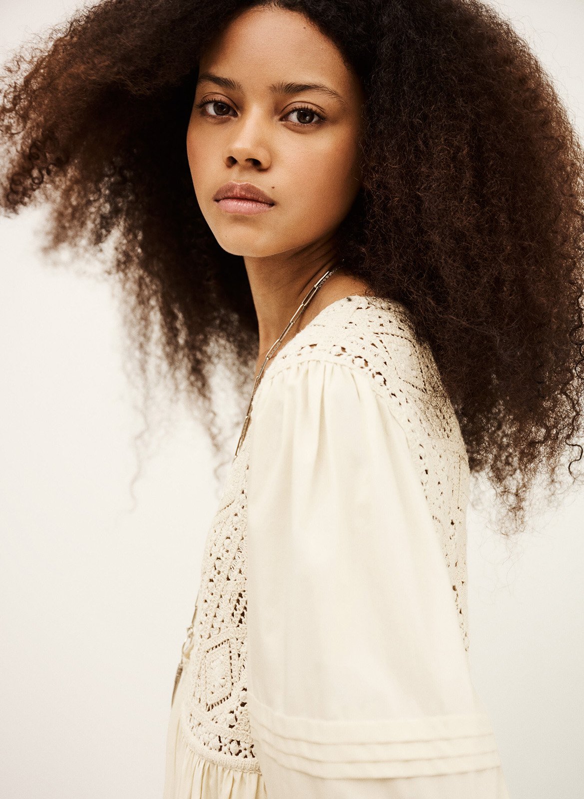 Robe courte col v en coton sonia BA&SH Beige