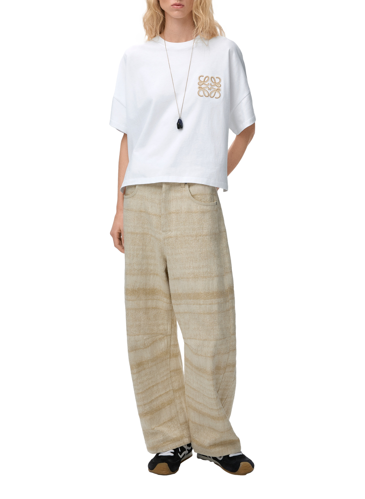 Straight embroidered cotton t-shirt LOEWE White