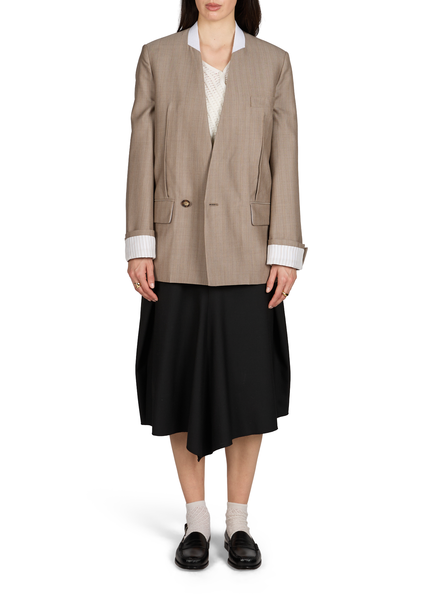 Virgin wool V-neck jacket VICTORIA BECKHAM Brown