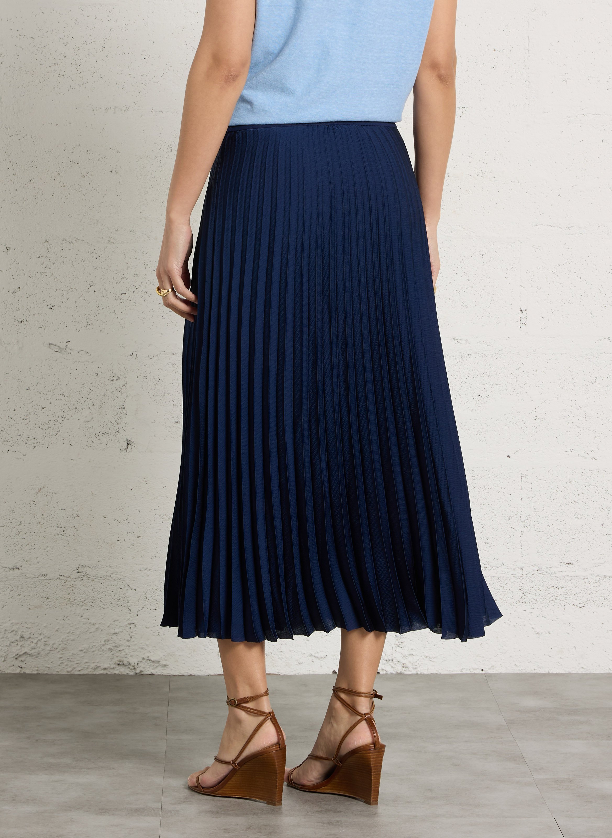 Jupe midi plissée esther MAISON 123 Bleu