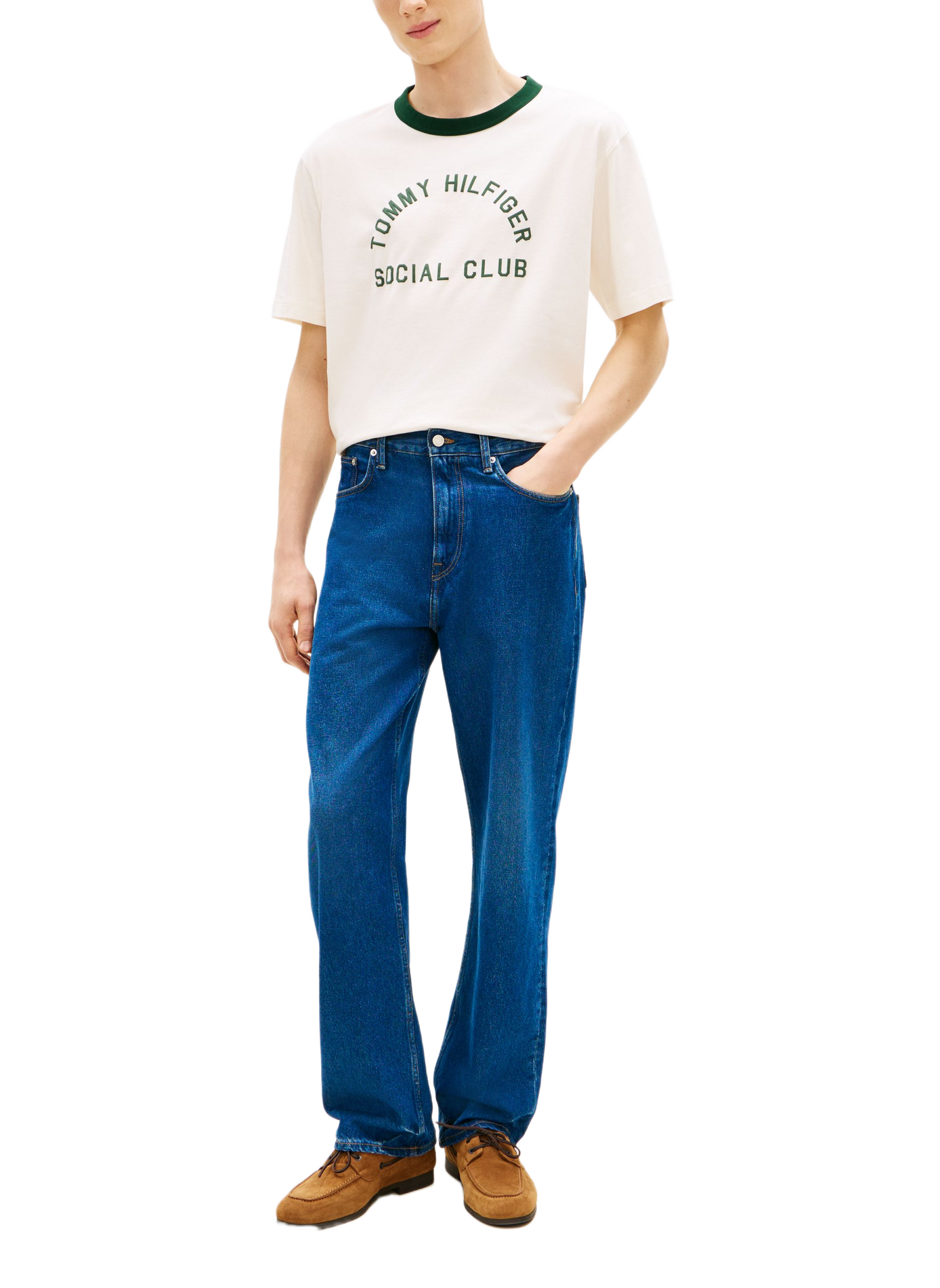 Round-neck printed cotton T-shirt TOMMY HILFIGER Beige