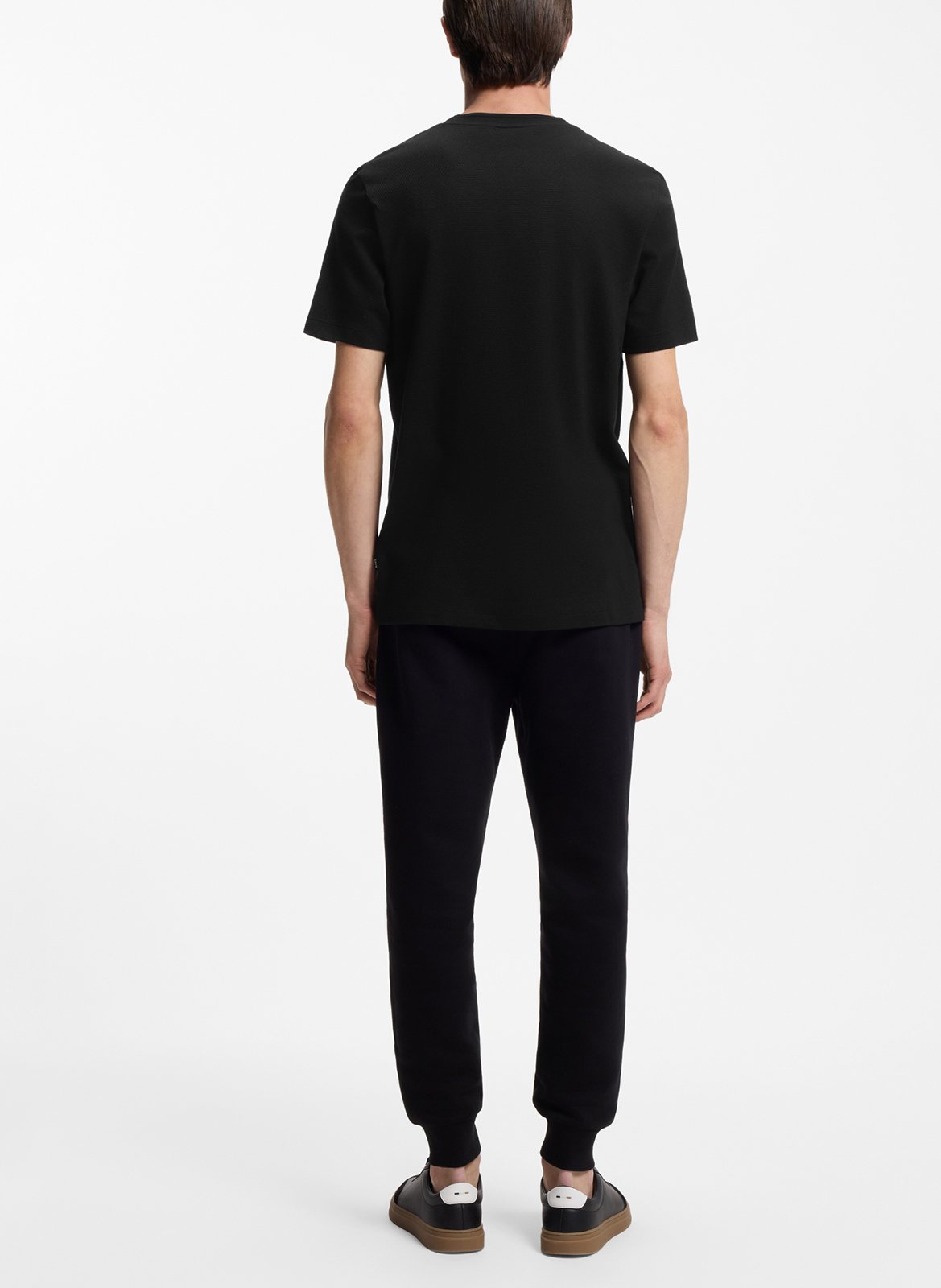 Tee-shirt col rond regular fit en coton mélangé tiburt BOSS Noir