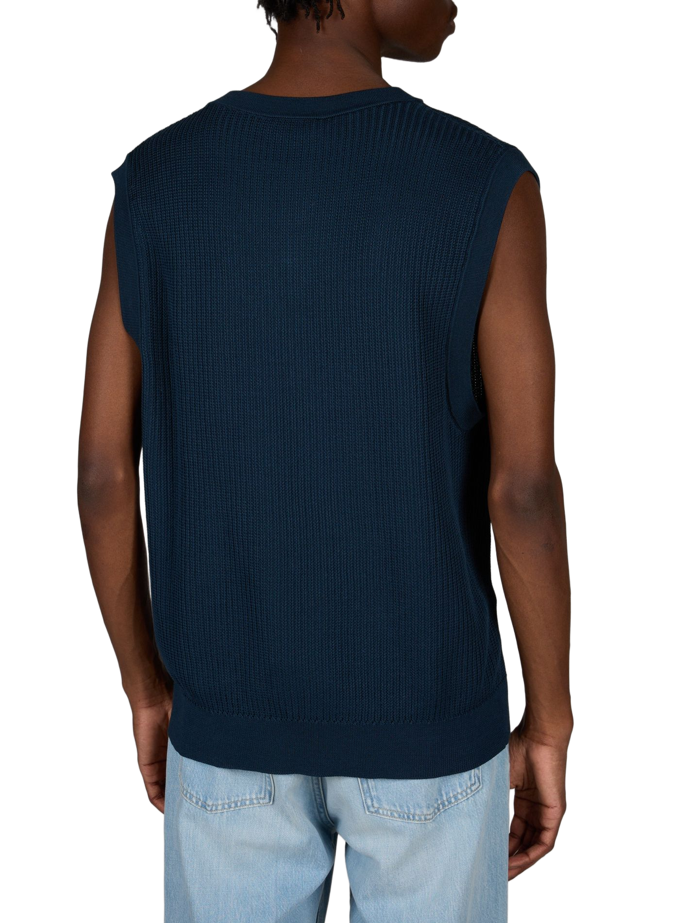 Pull col v en coton ETON Bleu