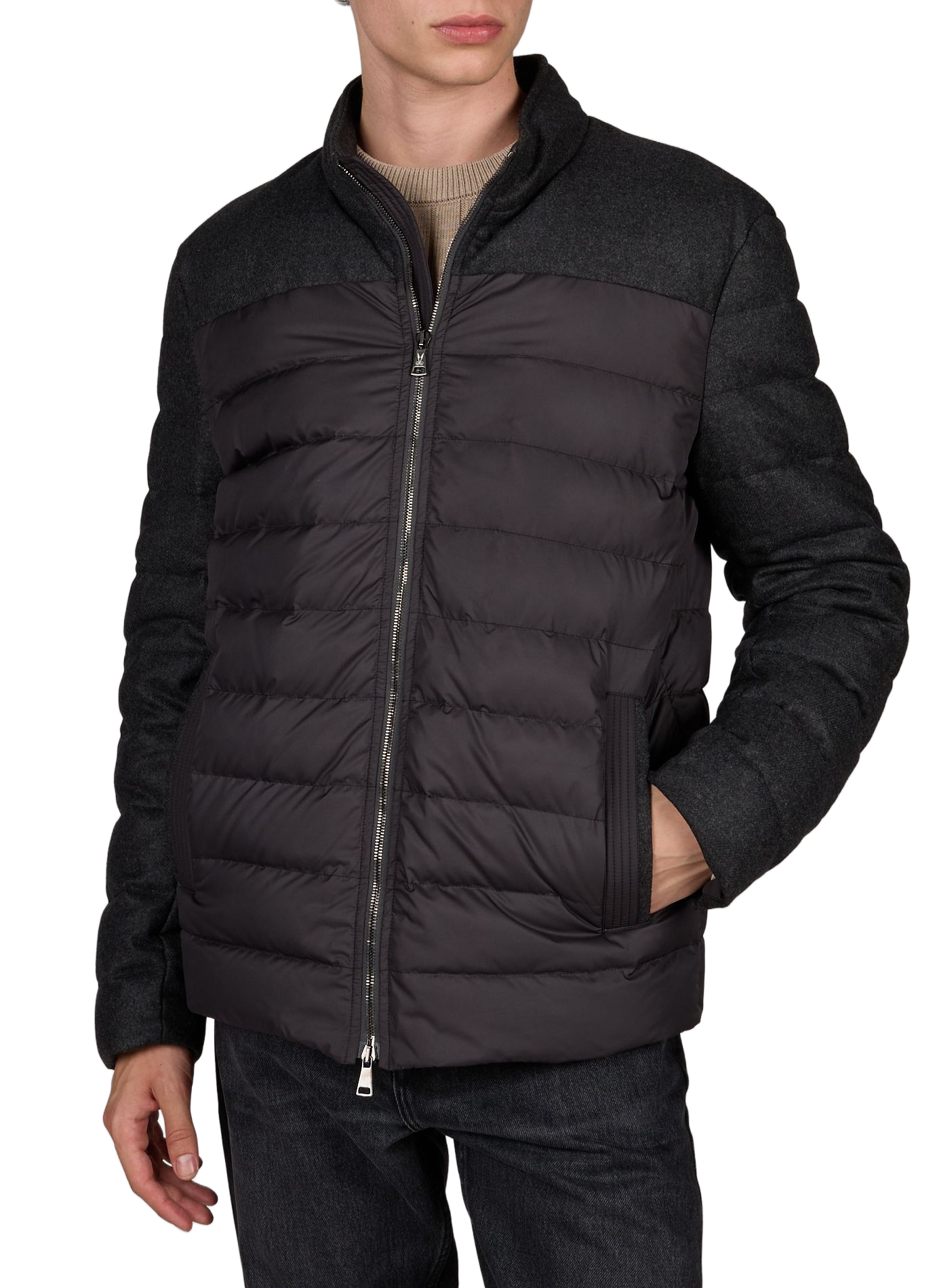 Blouson zippé col montant NORWEGIAN WOOL Gris